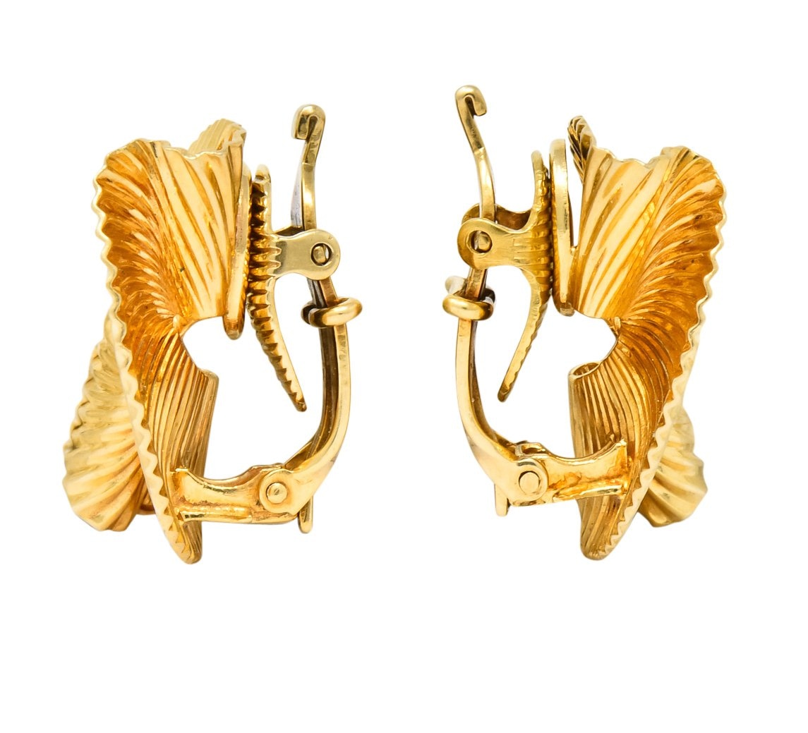 Tiffany & Co. 1950's Retro 14 Karat Gold Foliate Ear-Clip Earrings - Wilson's Estate Jewelry