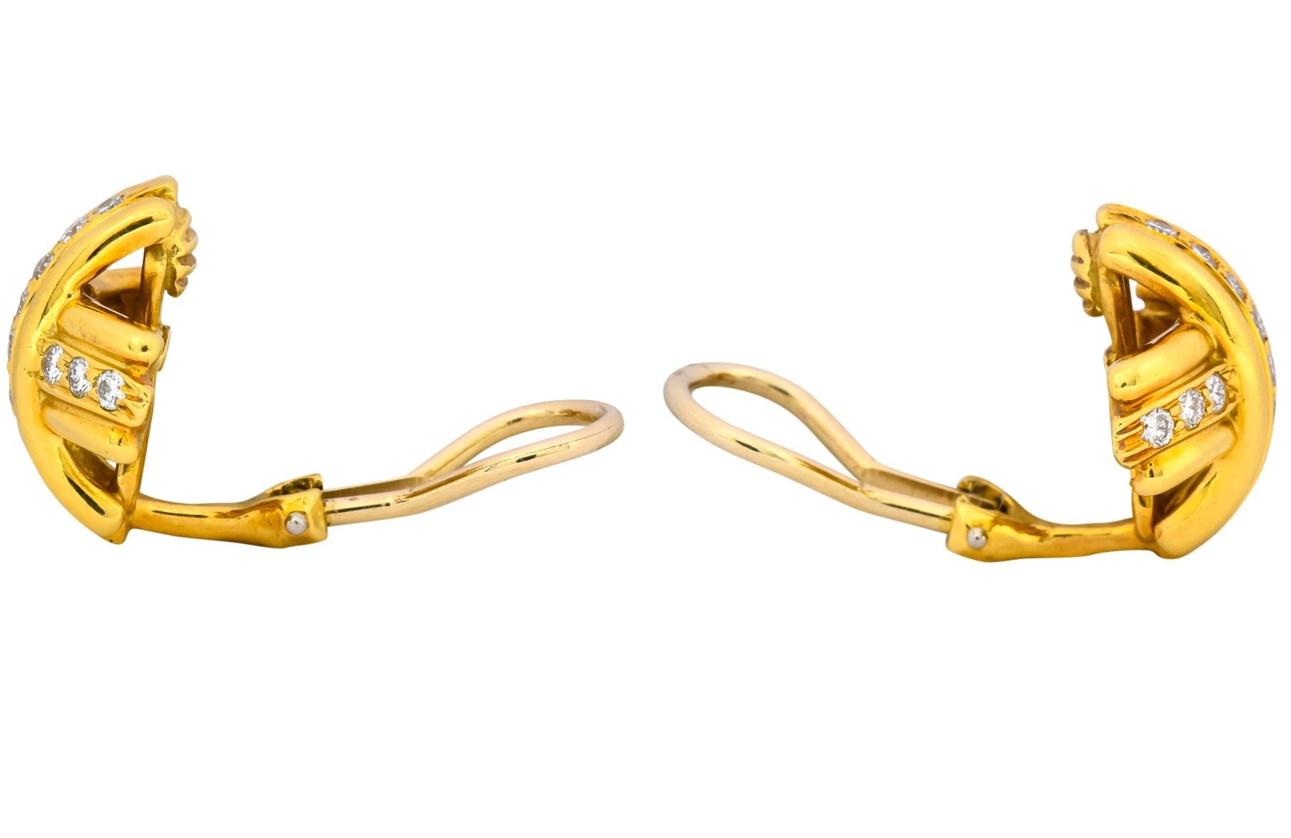 Tiffany & Co. 1992 Vintage Diamond 18 Karat Gold Signature X Ear-Clip Earrings - Wilson's Estate Jewelry