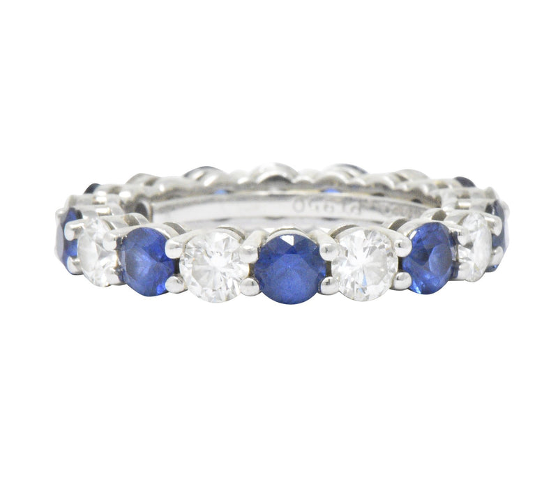 Tiffany & Co. 3.24 CTW Sapphire Diamond Platinum "Embrace" Eternity Band Ring Wilson's Estate Jewelry