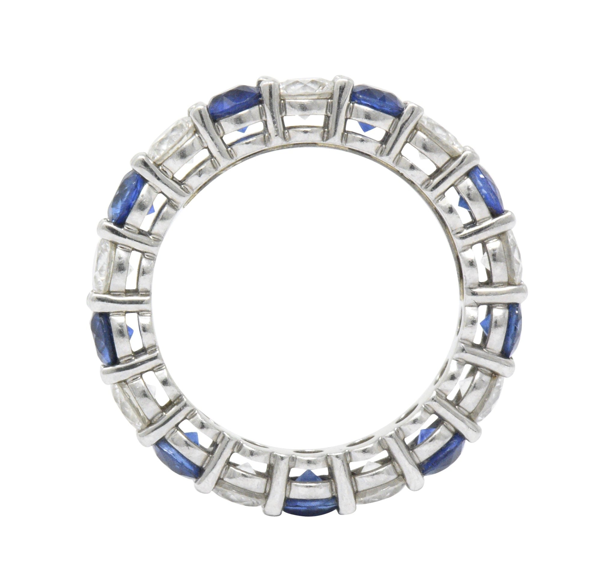 Tiffany & Co. 3.24 CTW Sapphire Diamond Platinum "Embrace" Eternity Band Ring Wilson's Estate Jewelry