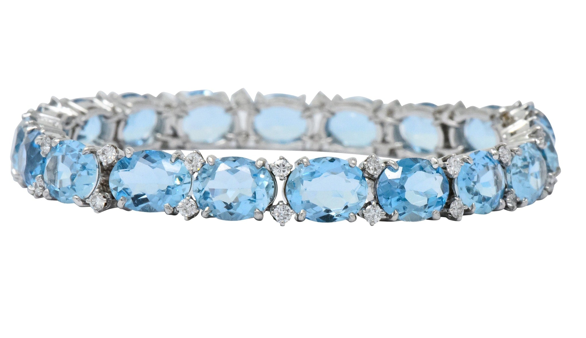 Tiffany & Co. 32.42 CTW Aquamarine Diamond Platinum Bracelet Wilson's Antique & Estate Jewelry