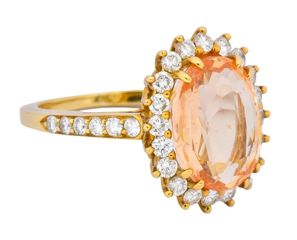 Tiffany & Co. 5.60 CTW No Heat Orange Sapphire Diamond 18 Karat Gold Cluster Alternative Engagement Ring GIA - Wilson's Estate Jewelry