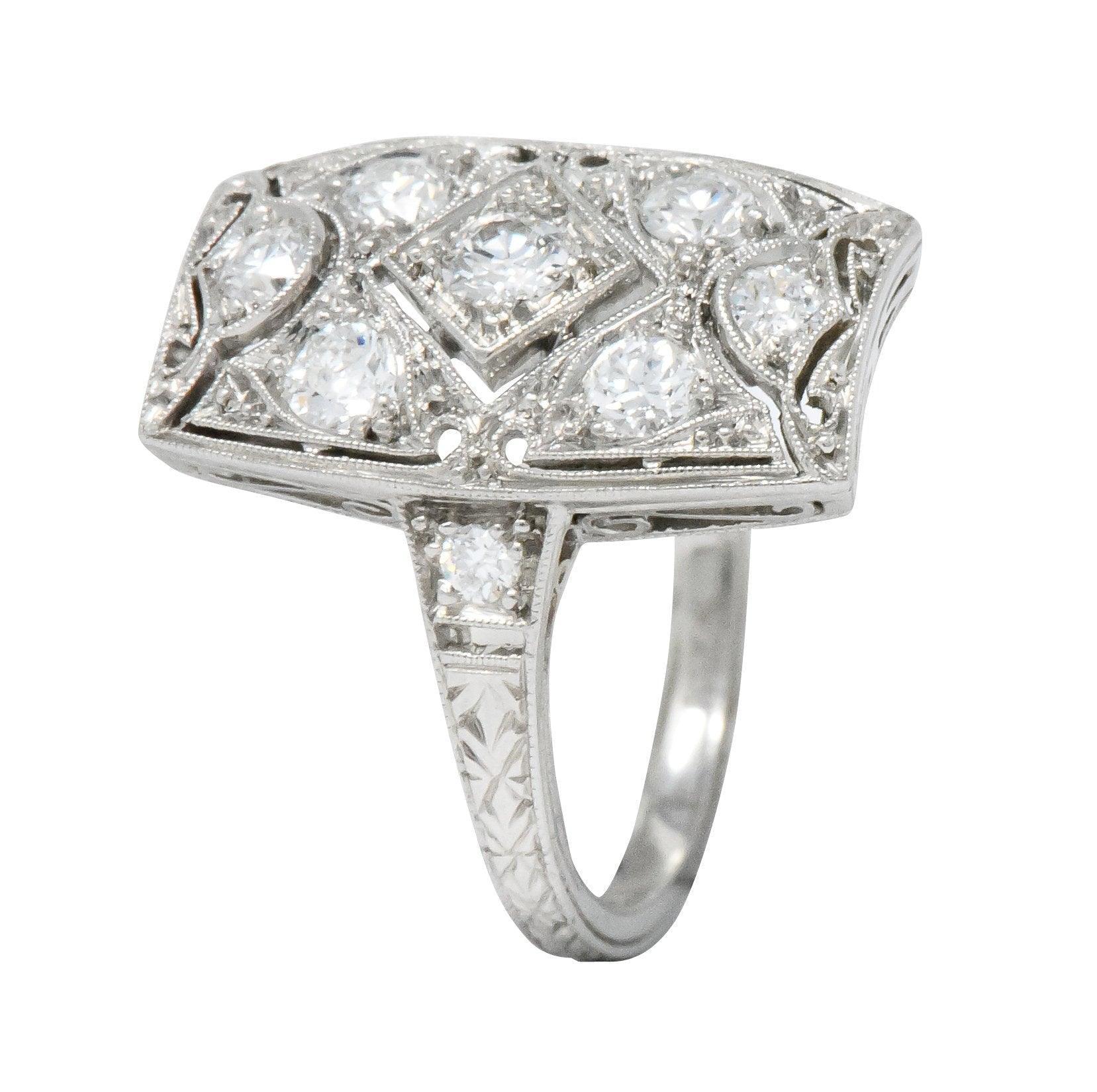 Tiffany & Co. Art Deco 0.40 CTW Diamond Platinum Dinner Ring - Wilson's Estate Jewelry