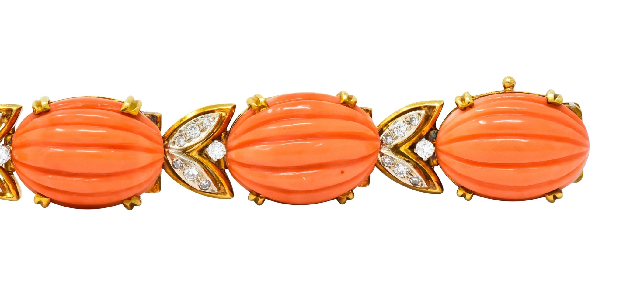 Tiffany & Co. Diamond Coral Platinum-Topped 18 Karat Gold Link Bracelet - Wilson's Estate Jewelry