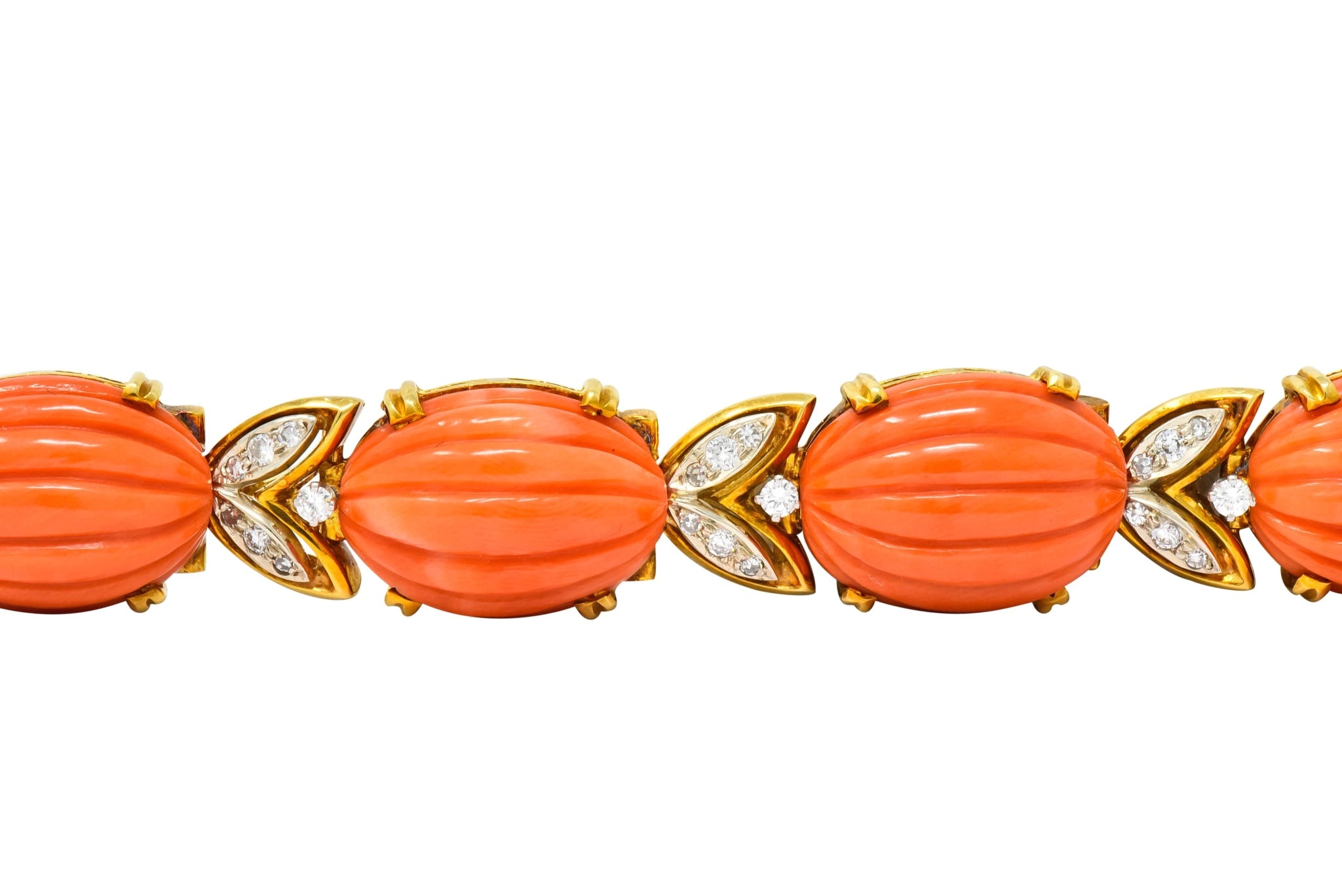 Tiffany & Co. Diamond Coral Platinum-Topped 18 Karat Gold Link Bracelet - Wilson's Estate Jewelry
