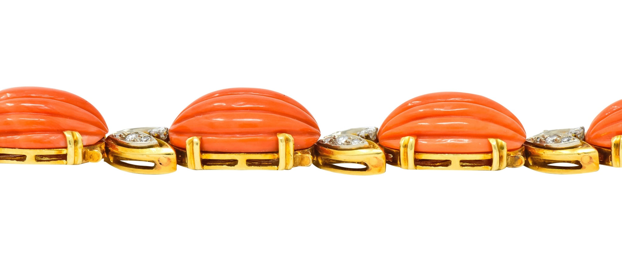 Tiffany & Co. Diamond Coral Platinum-Topped 18 Karat Gold Link Bracelet - Wilson's Estate Jewelry