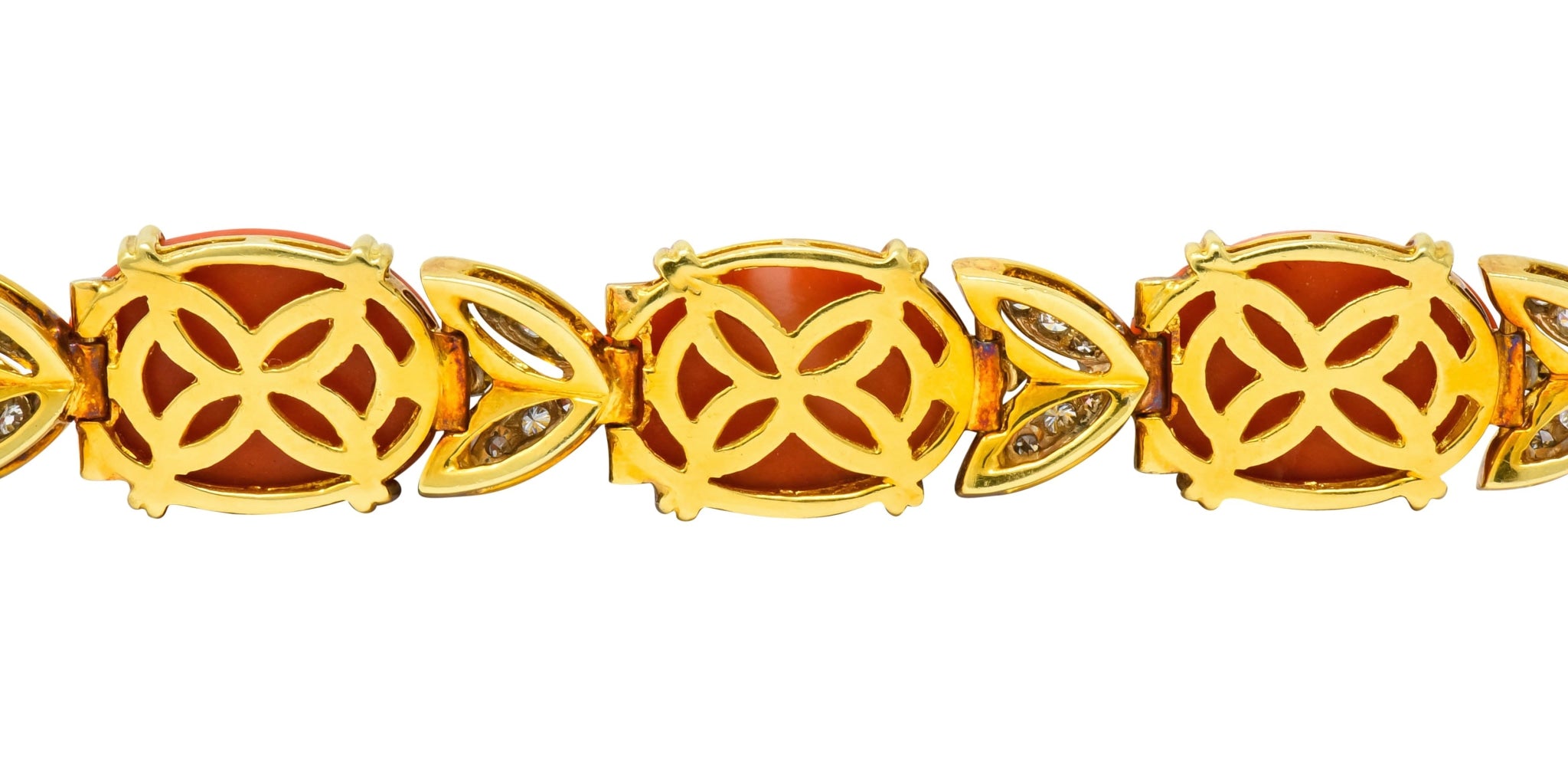 Tiffany & Co. Diamond Coral Platinum-Topped 18 Karat Gold Link Bracelet - Wilson's Estate Jewelry