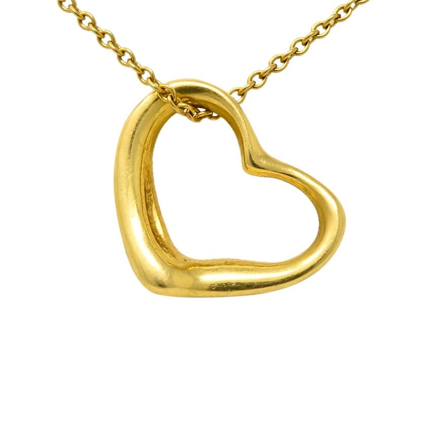 Tiffany & Co Elsa Peretti 18 Karat Gold Open Heart Necklace - Wilson's Estate Jewelry