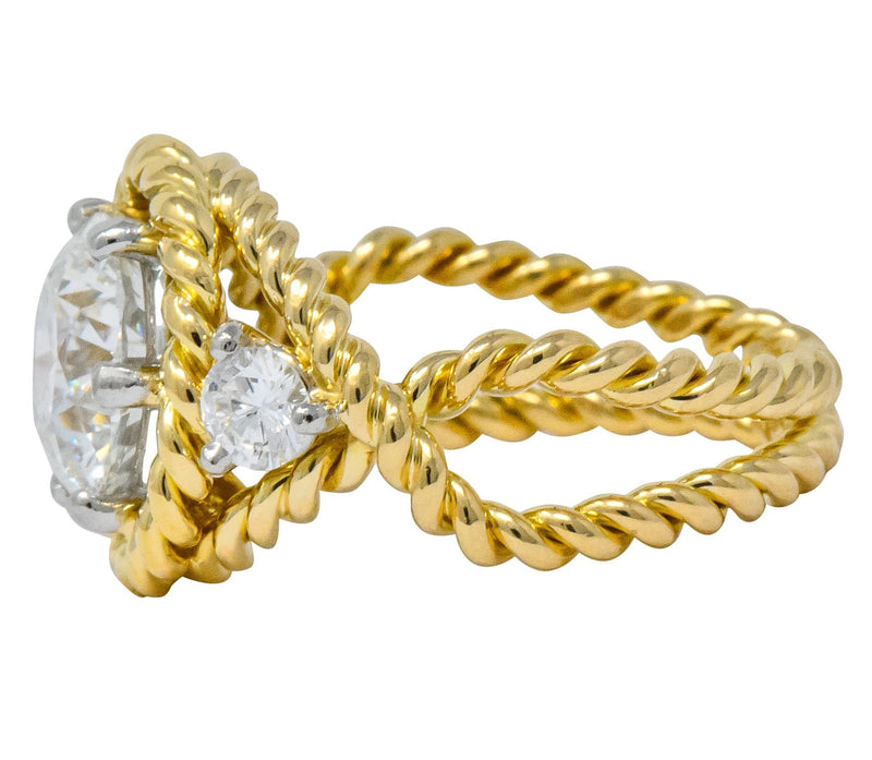 Tiffany & Co. Jean Schlumberger 2.50 CTW Diamond Platinum 18 Karat Gold Engagement Ring GIA - Wilson's Estate Jewelry