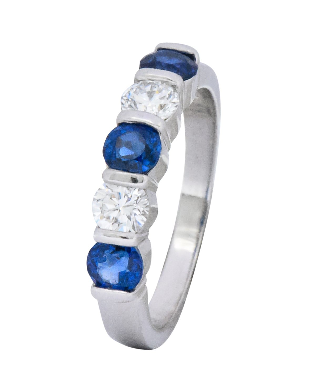 Tiffany & Co. Modern 1.46 CTW Diamond Sapphire Platinum Ring Wilson's Estate Jewelry