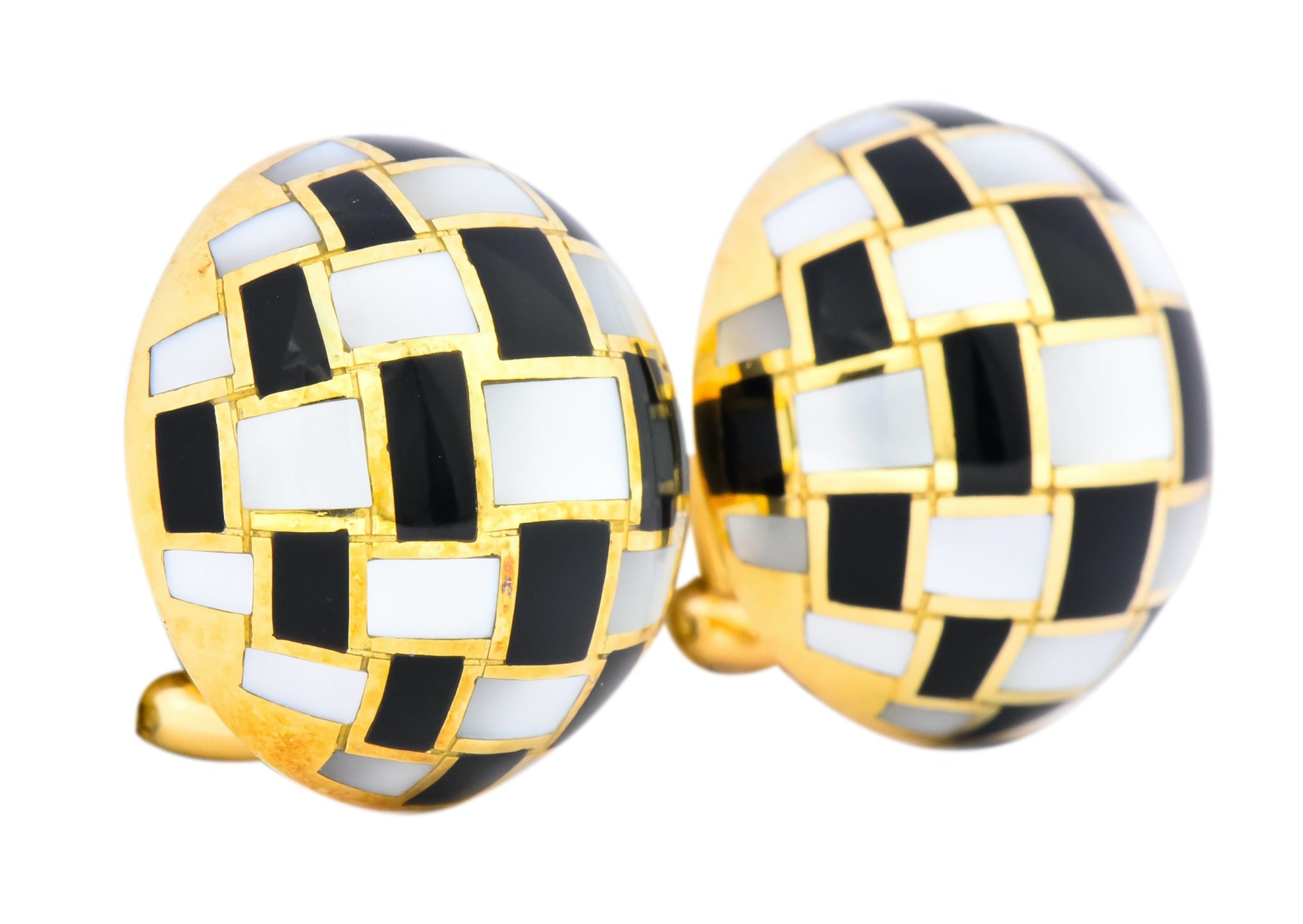 Tiffany & Co. Onyx Mother-of-Pearl 18 Karat Gold Checkerboard Ear-Clip Earrings - Wilson's Estate Jewelry