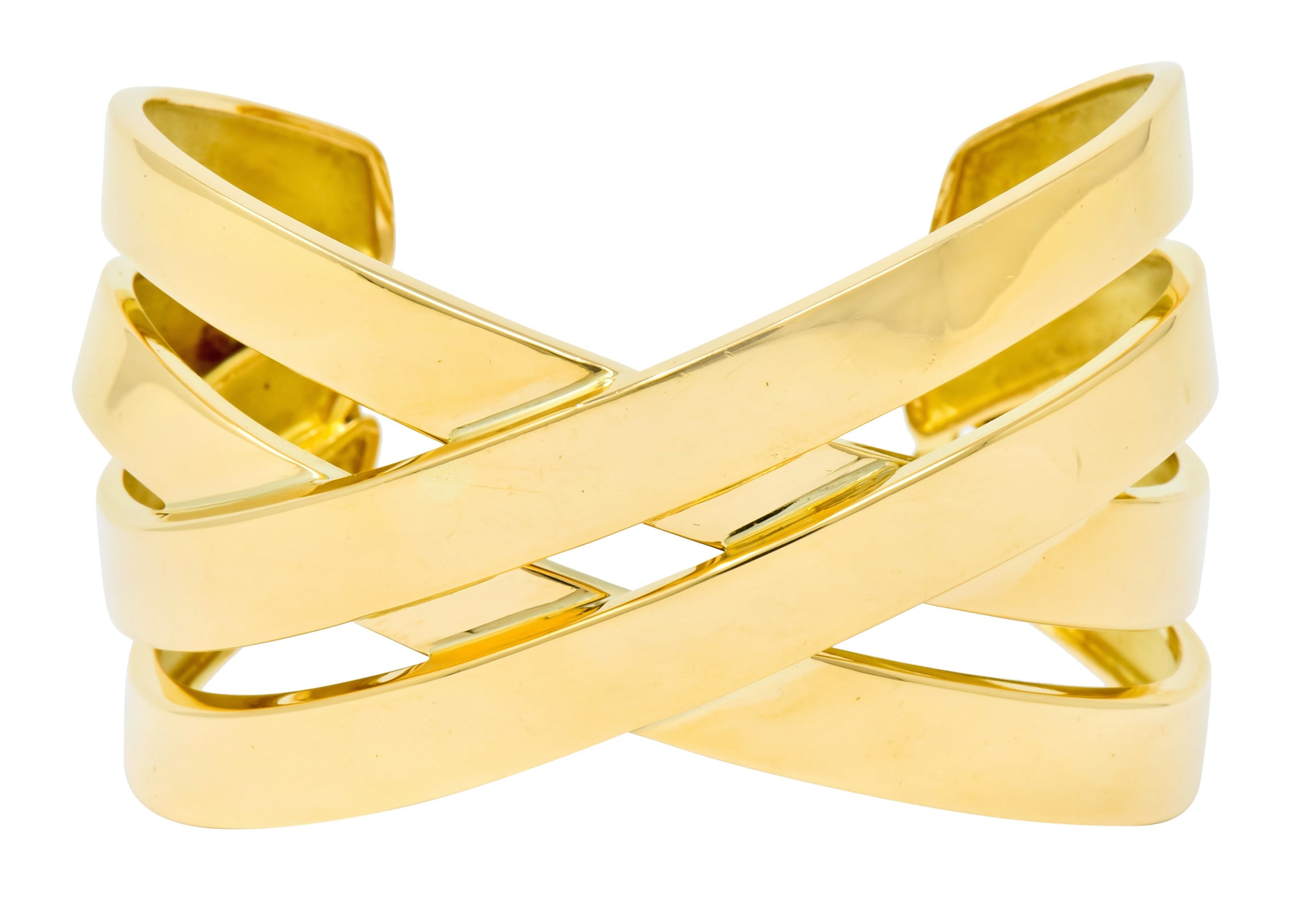 Tiffany & Co. Paloma Picasso French 18 Karat Yellow Gold Criss Cross Cuff Bracelet - Wilson's Estate Jewelry