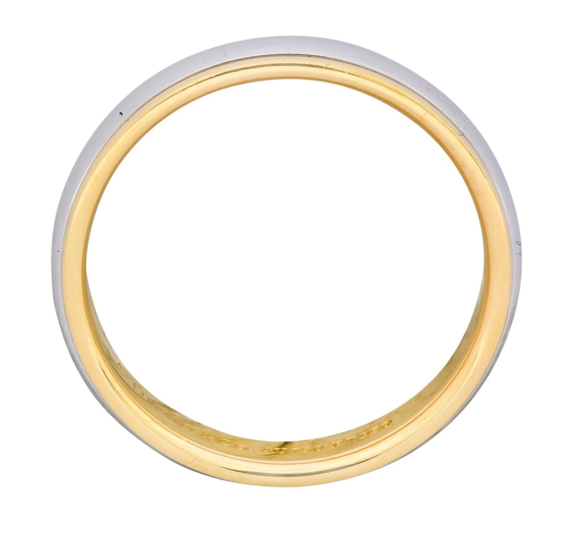 Tiffany & Co. Platinum 18 Karat Gold Two-Tone Wedding Band Unisex Stacking Ring - Wilson's Estate Jewelry