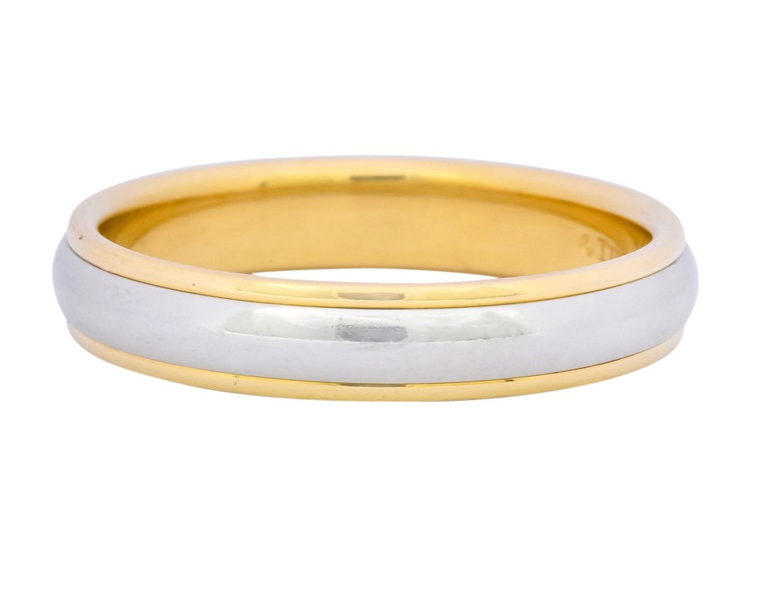 Tiffany & Co. Platinum 18 Karat Gold Two-Tone Wedding Band Unisex Stacking Ring - Wilson's Estate Jewelry