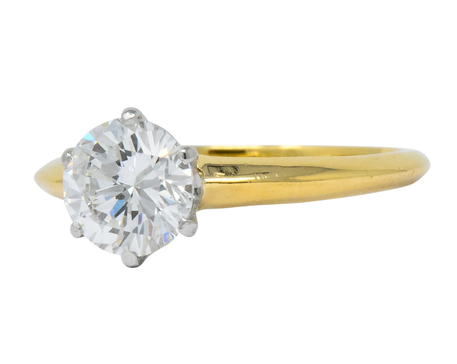 Tiffany & Co. Retro 1950's 1.08 CTW Diamond 18 Karat Gold Platinum Solitaire Engagement Ring GIA - Wilson's Estate Jewelry