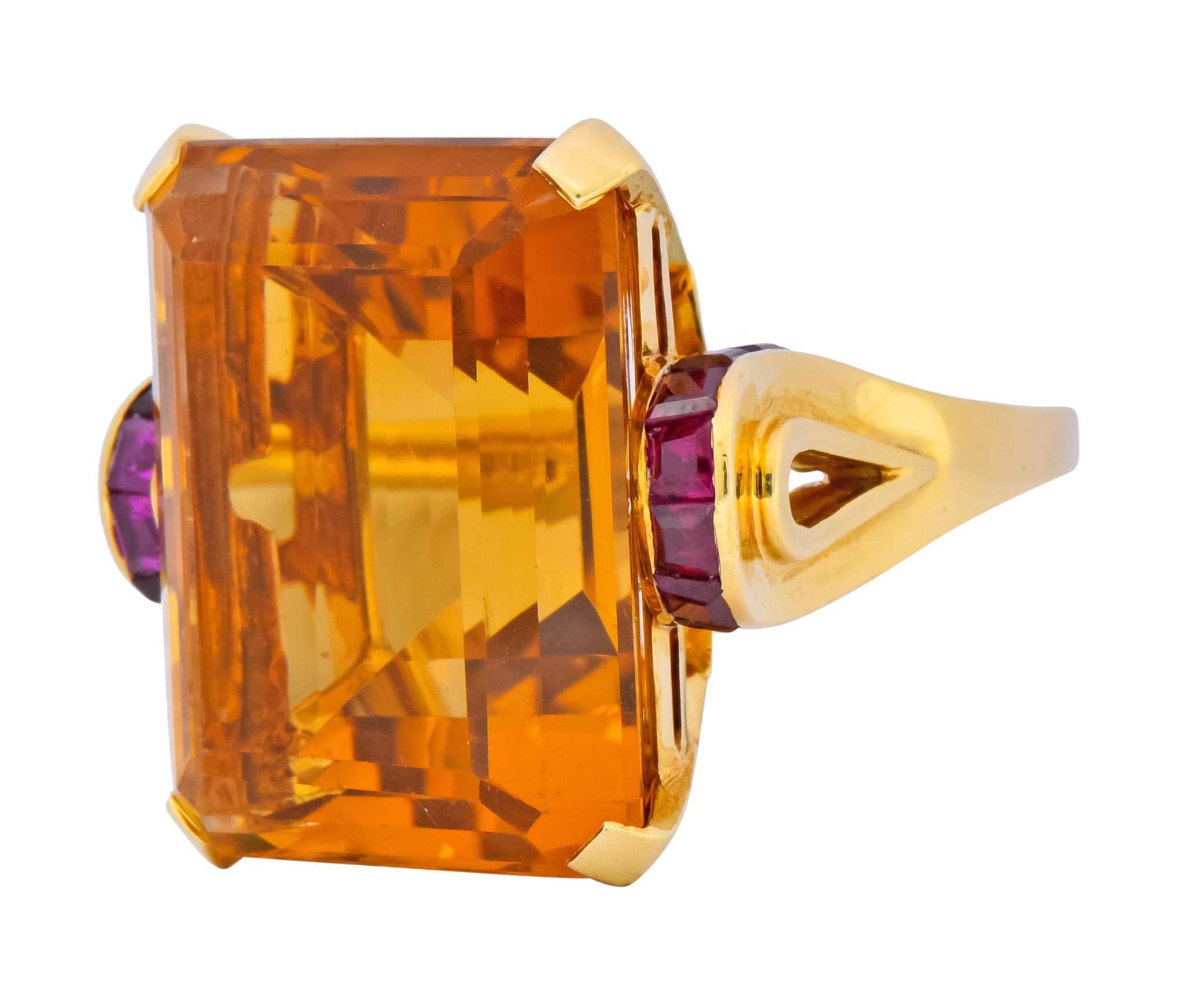 Tiffany & Co. Retro 24.54 CTW Citrine Ruby Cocktail Ring Circa 1950 - Wilson's Estate Jewelry