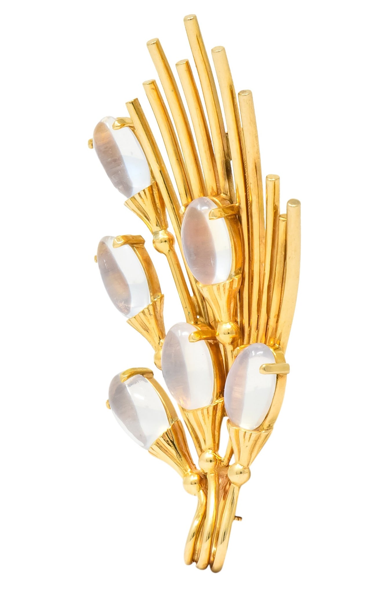 Tiffany & Co. Retro Moonstone 14 Karat Gold Cattail Brooch - Wilson's Estate Jewelry