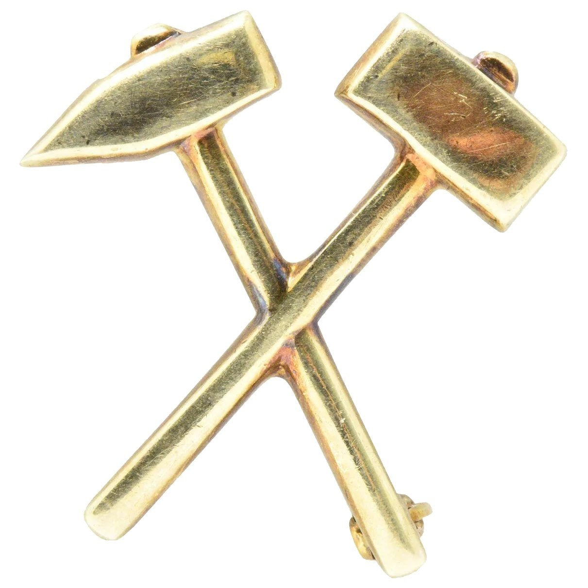 Tiffany & Co. Victorian 14 Karat Gold Hammer and Pick Brooch Pin Wilson's Estate Jewelry