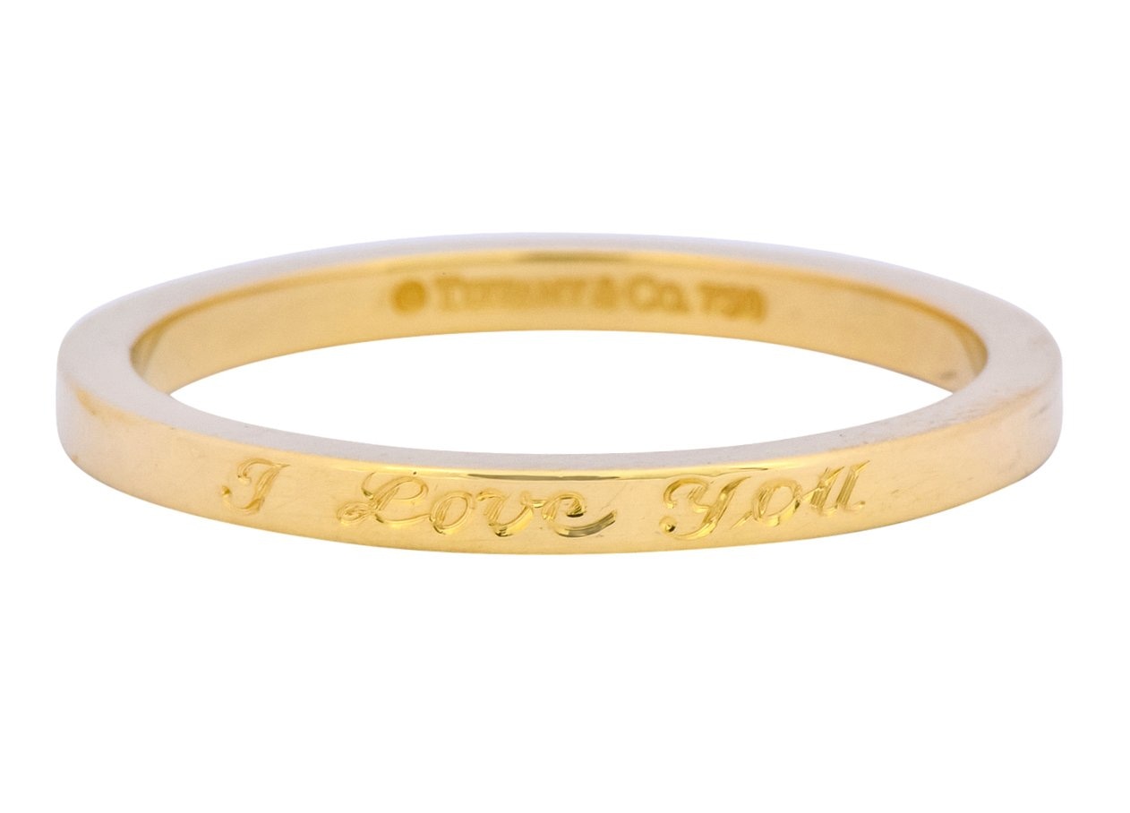 Tiffany & Co. Vintage 18 Karat Gold I Love You Band Ring Unisex - Wilson's Estate Jewelry