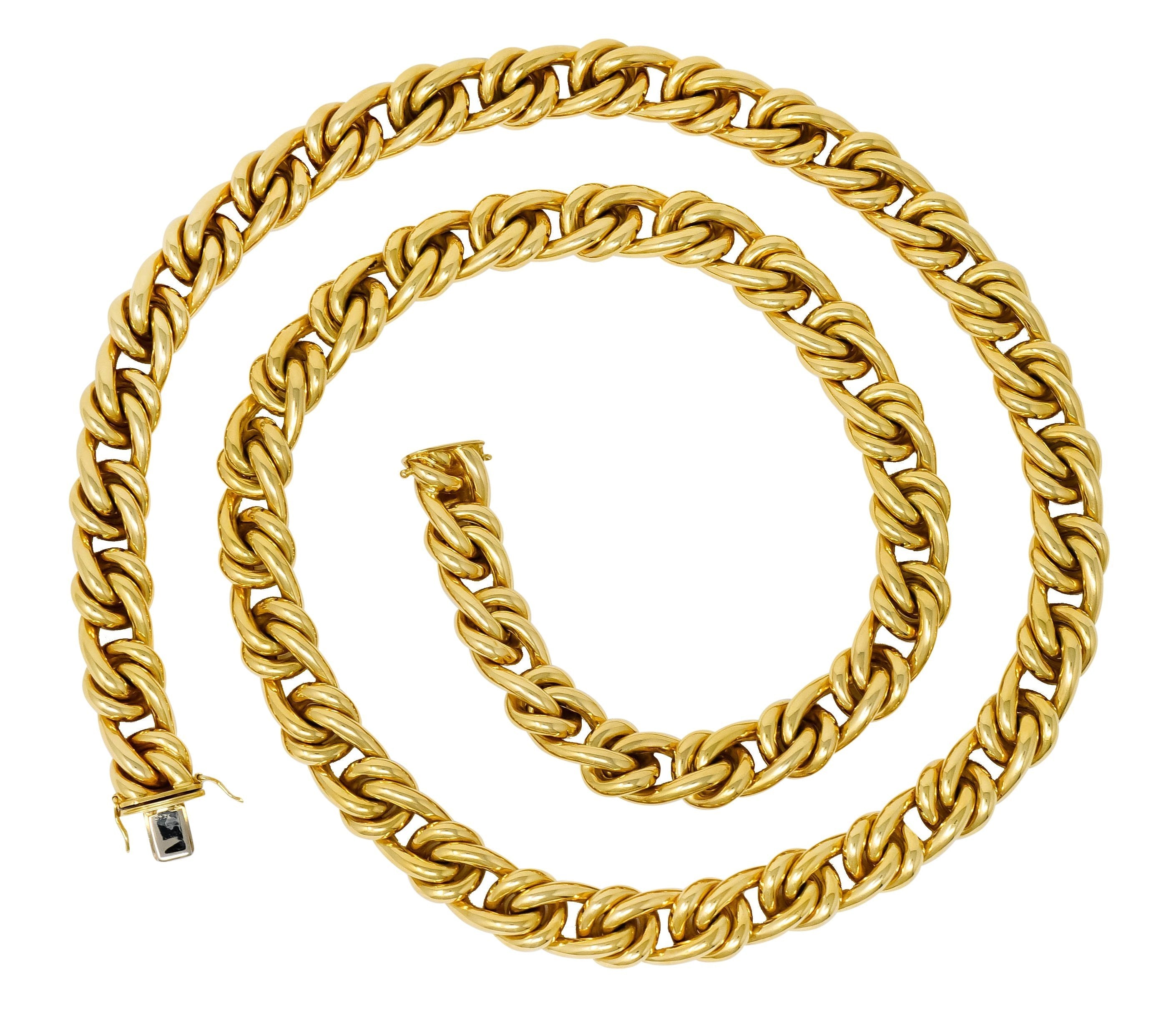 Substantial Tiffany & Co. Vintage 18 Karat Yellow Gold 30 Inch Curbed Link Necklace - Wilson's Estate Jewelry