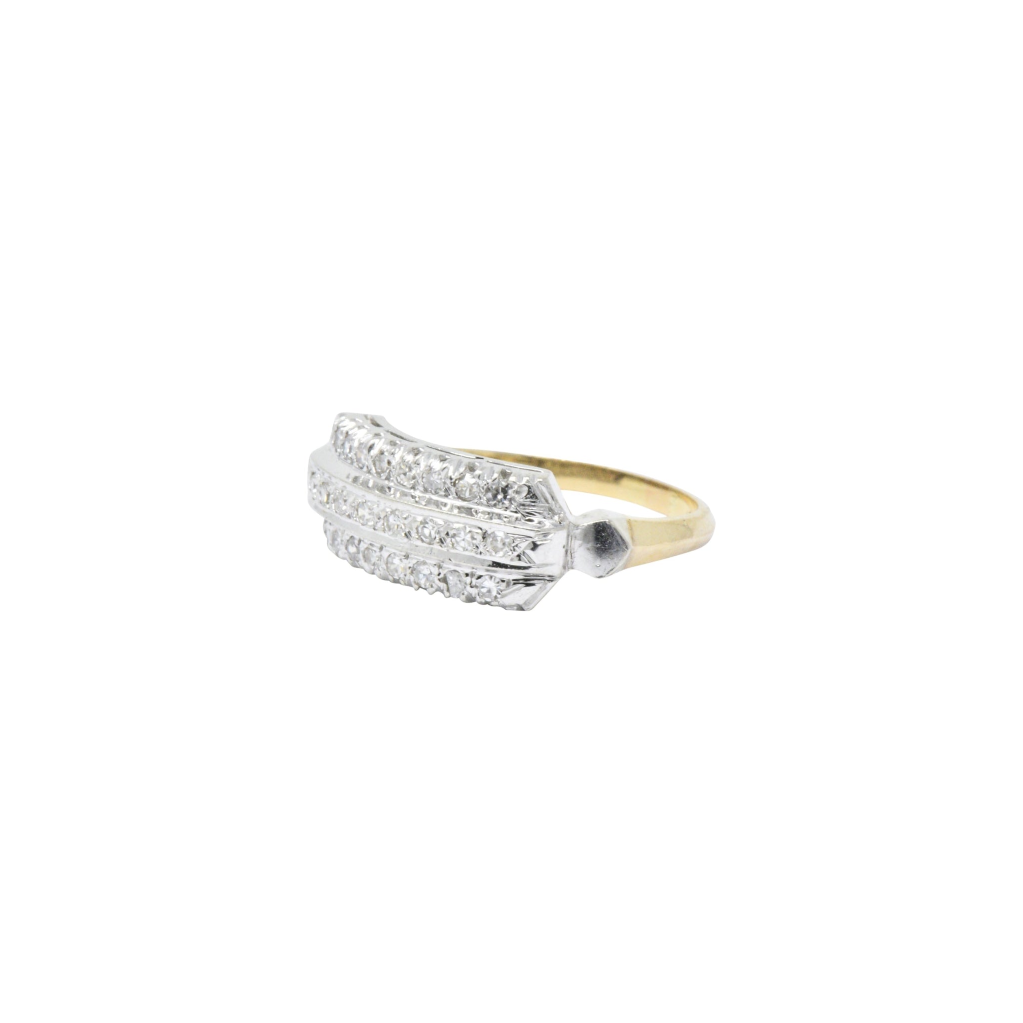 Understated .20 CTW Diamond & 14K Gold Two-Tone Retro Ring Wilson's Estate Jewelry