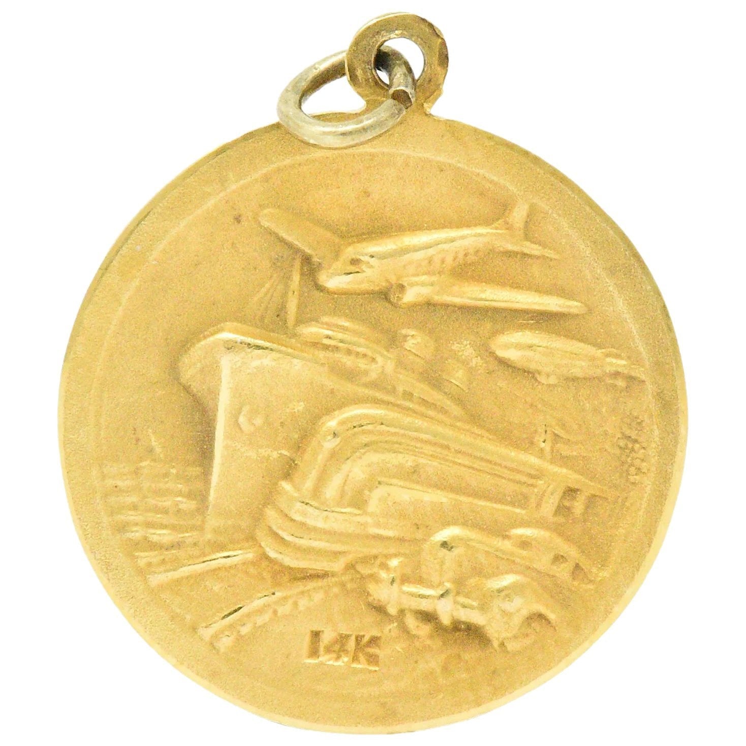 Unique 1933 14 Karat Gold World's Fair Pendant Wilson's Estate Jewelry