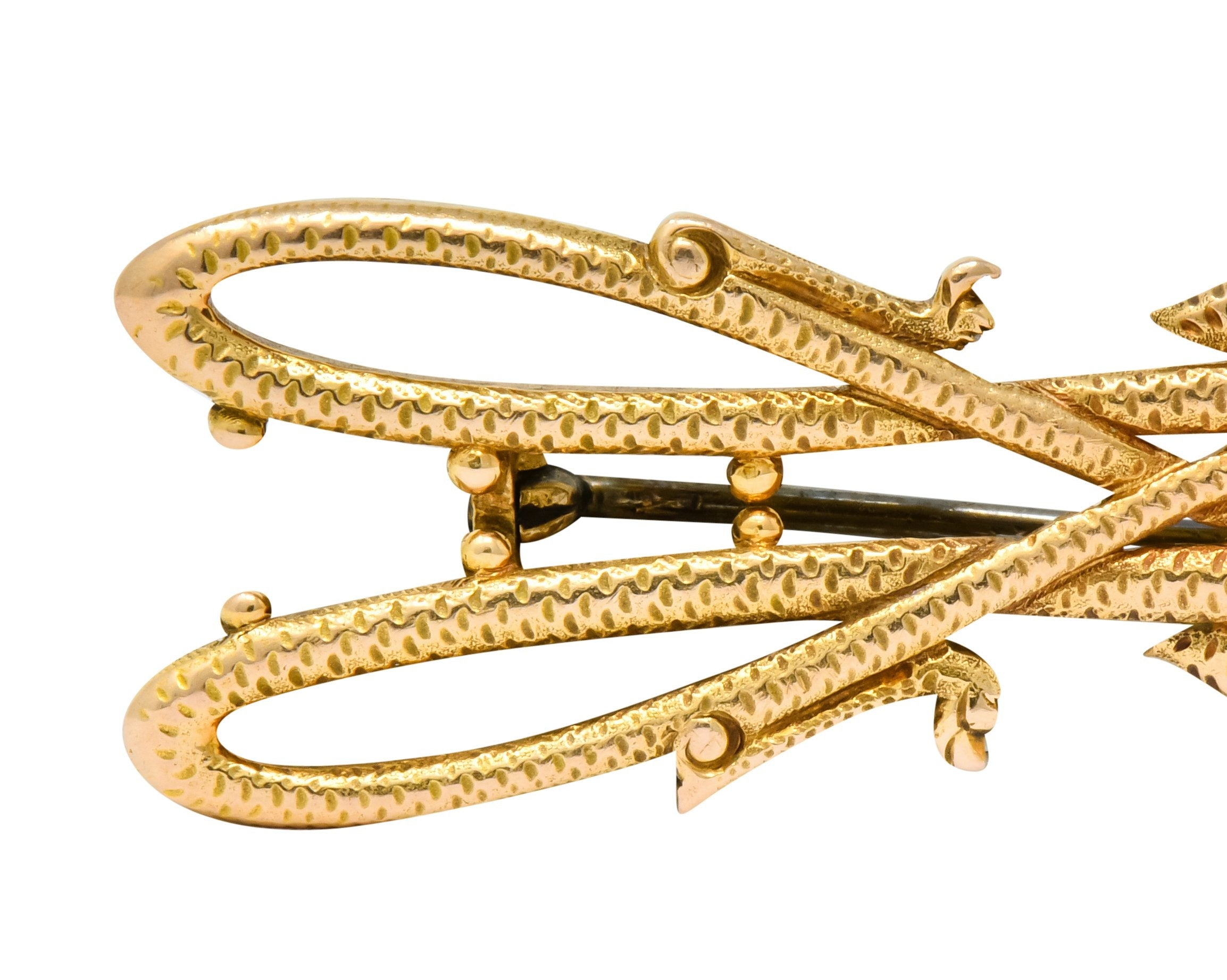 Unique Tiffany & Co. Victorian 14 Karat Gold Serpent Dragon Brooch - Wilson's Estate Jewelry
