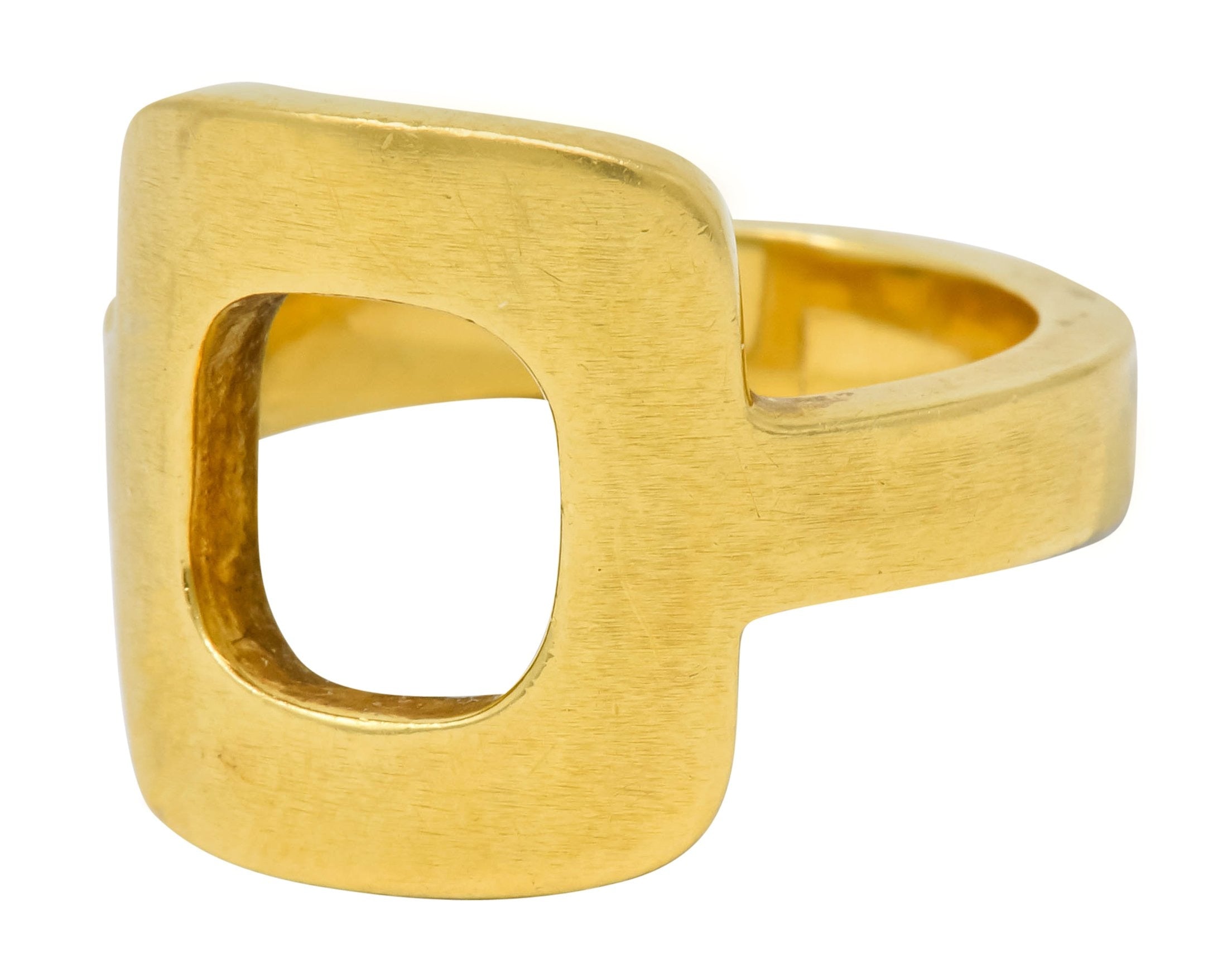 Dinh Van Cartier Modernist 18 Karat Yellow Gold Cushion Ring - Wilson's Estate Jewelry