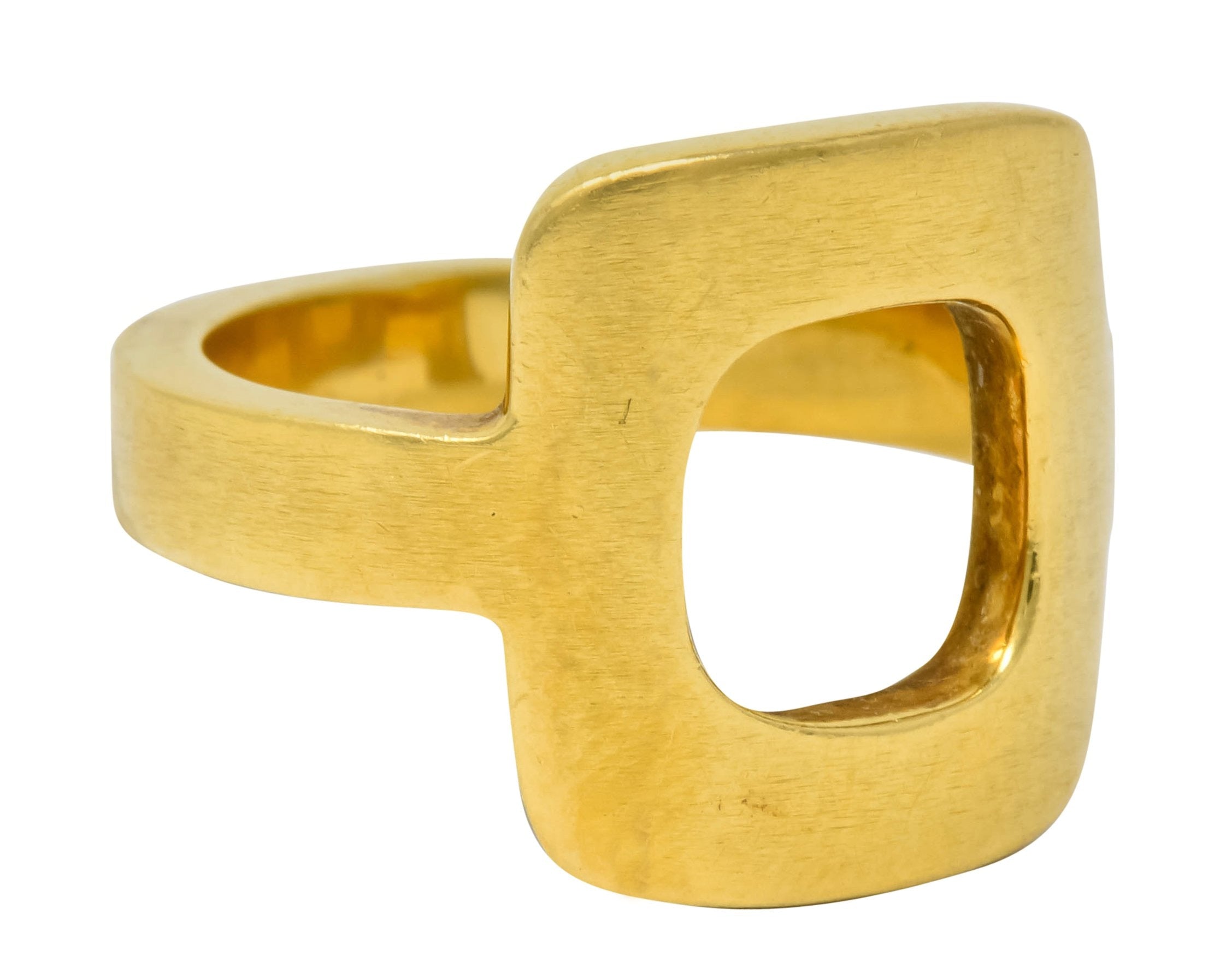 Dinh Van Cartier Modernist 18 Karat Yellow Gold Cushion Ring - Wilson's Estate Jewelry