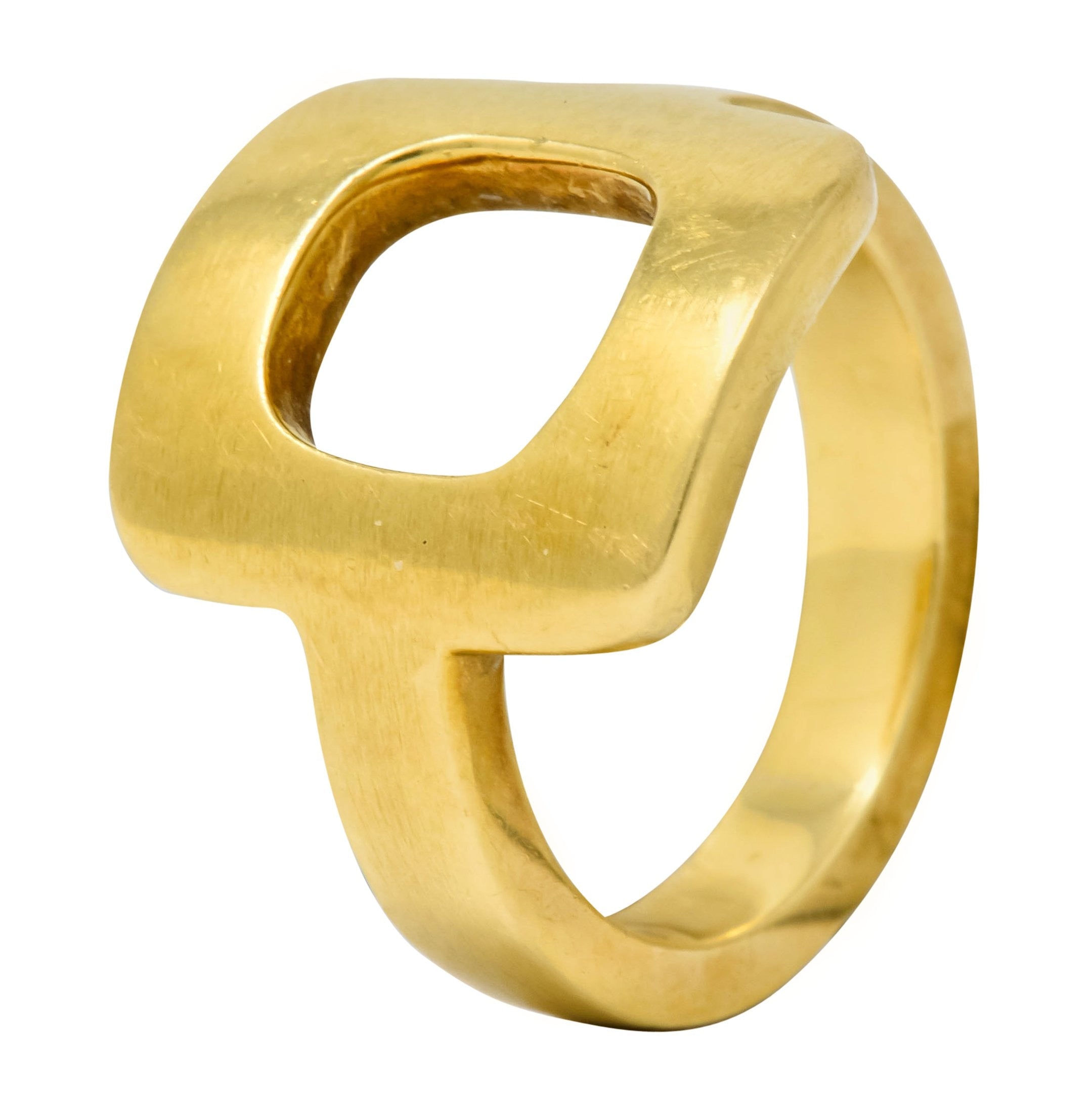 Dinh Van Cartier Modernist 18 Karat Yellow Gold Cushion Ring - Wilson's Estate Jewelry