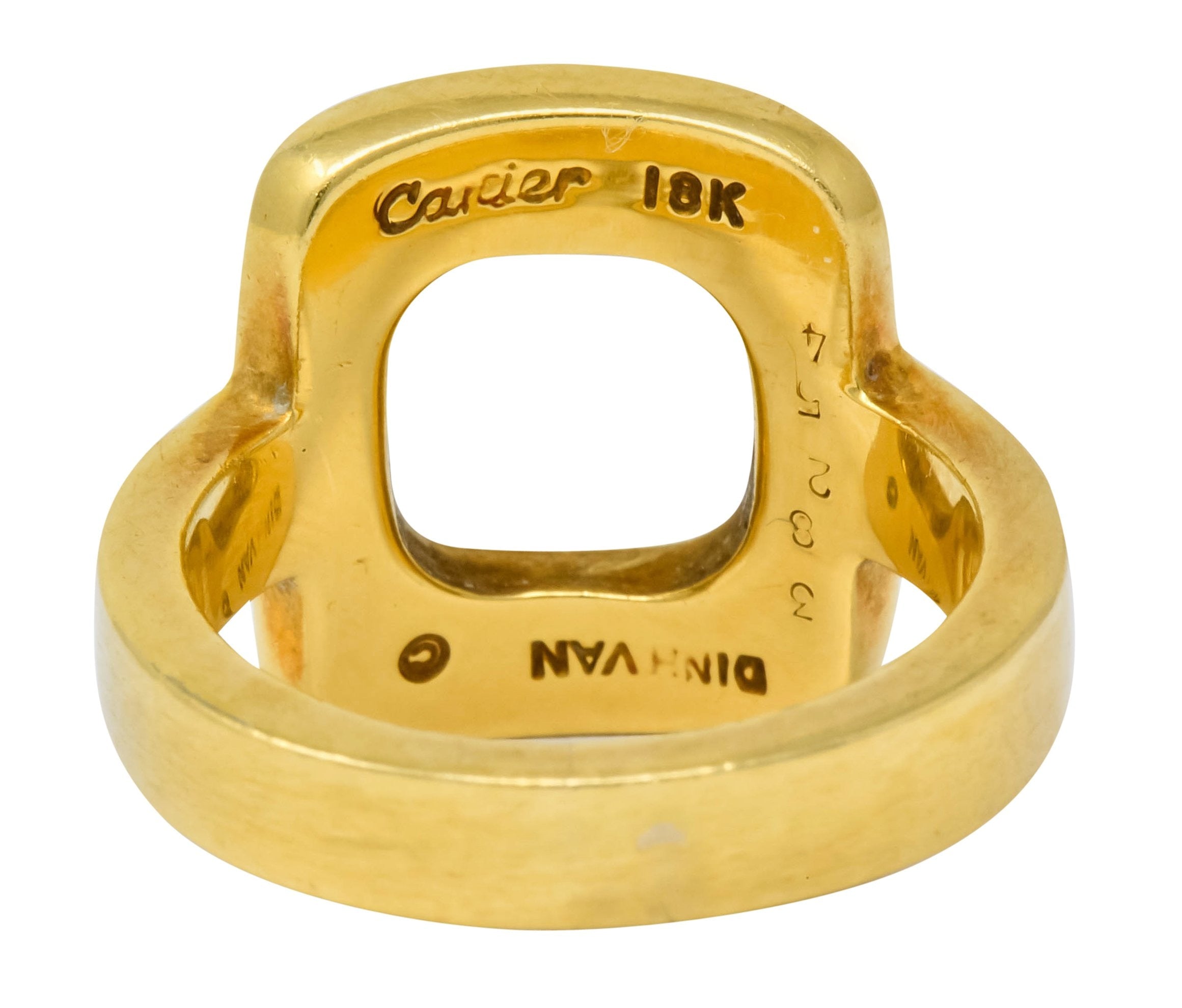 Dinh Van Cartier Modernist 18 Karat Yellow Gold Cushion Ring - Wilson's Estate Jewelry