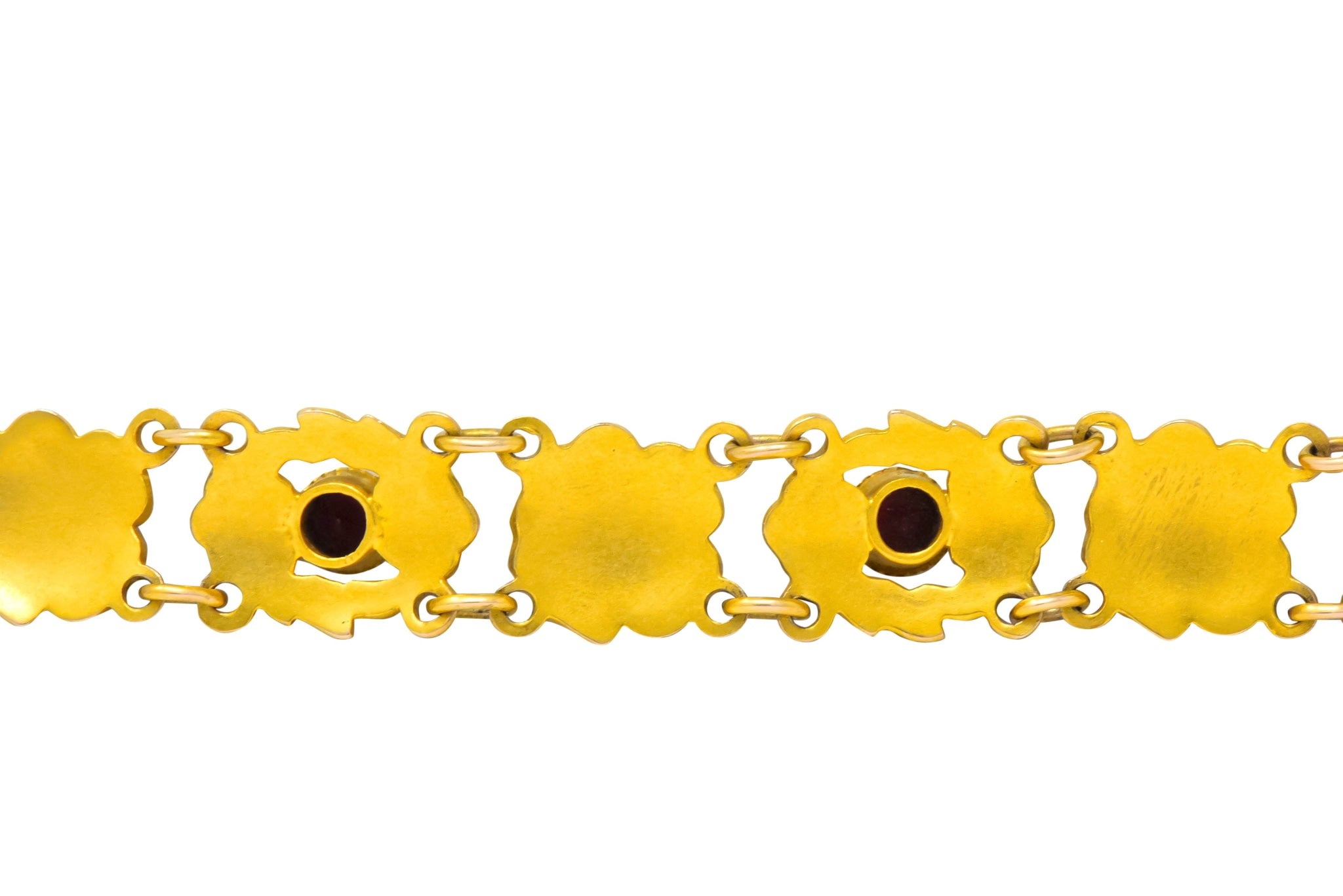 Victorian 0.45 CTW Ruby 14 Karat Gold Flower Link Bracelet - Wilson's Estate Jewelry