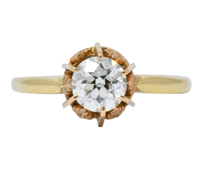 Victorian 0.70 CTW Diamond 14 Karat Two-Tone Gold Engagement Ring - Wilson's Estate Jewelry