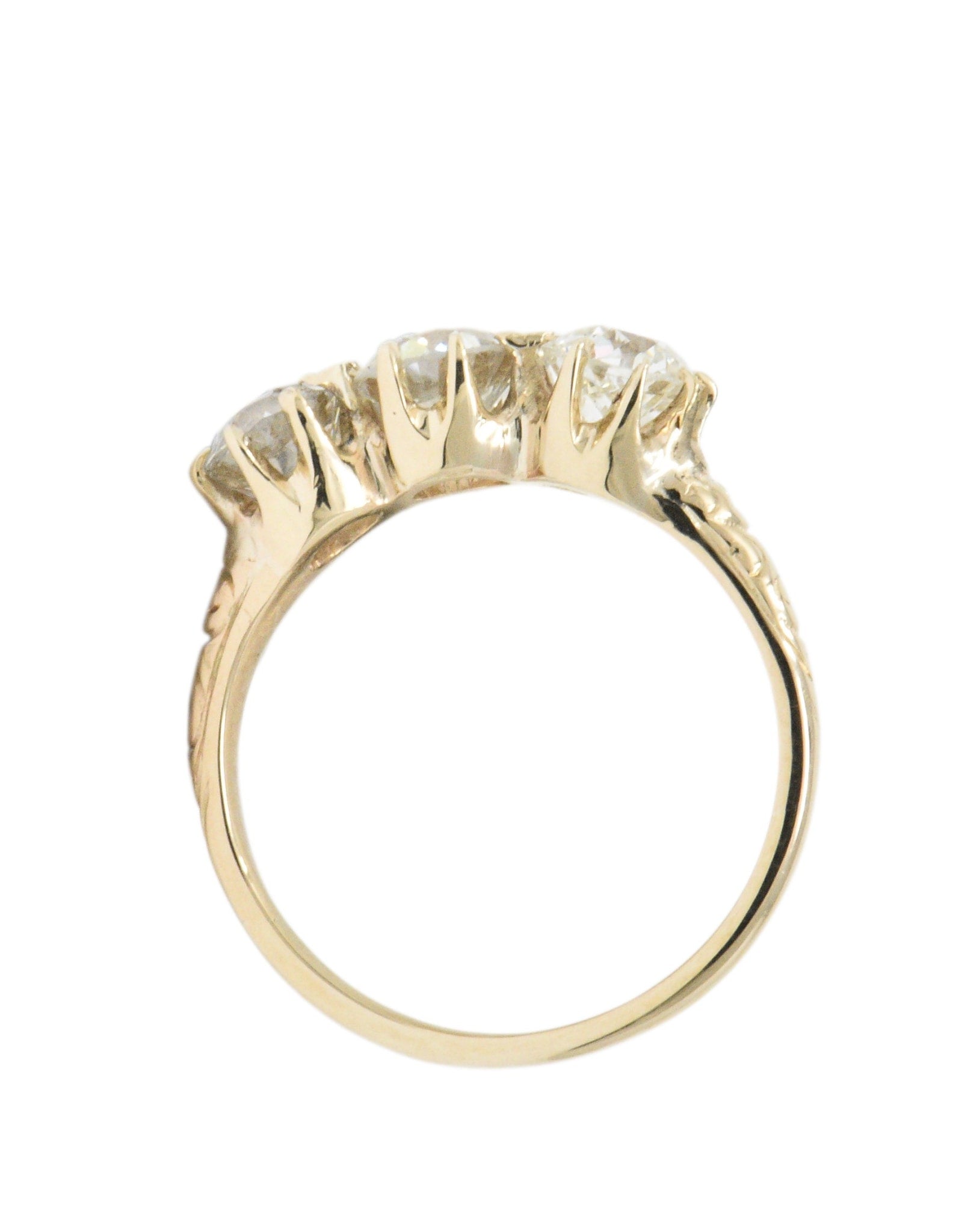 Victorian 1.65 CTW Diamond 14 Karat Gold Three Stone Ring Wilson's Estate Jewelry