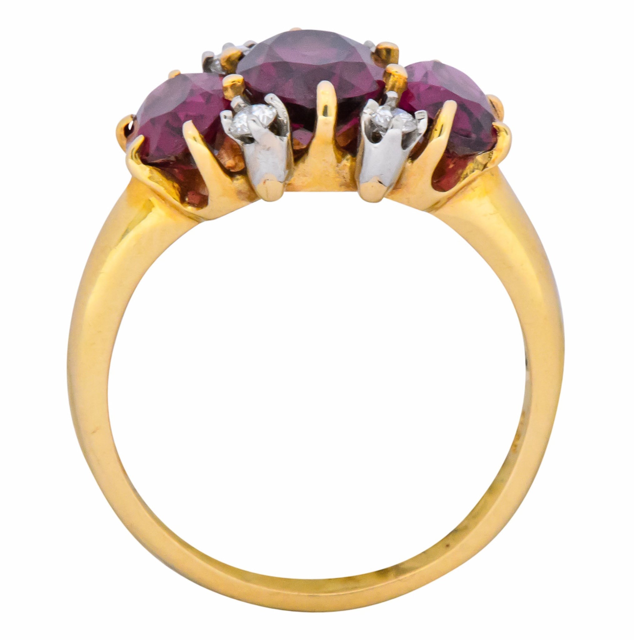 Victorian 3.09 CTW Rhodolite Garnet Diamond 14 Karat Two-Tone Gold Ring - Wilson's Estate Jewelry