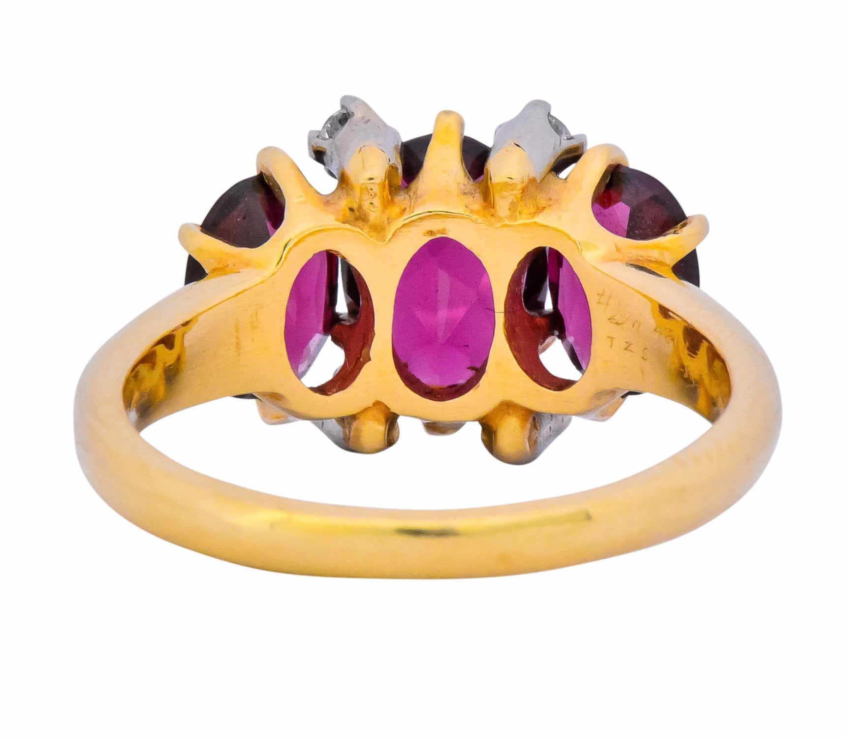 Victorian 3.09 CTW Rhodolite Garnet Diamond 14 Karat Two-Tone Gold Ring - Wilson's Estate Jewelry