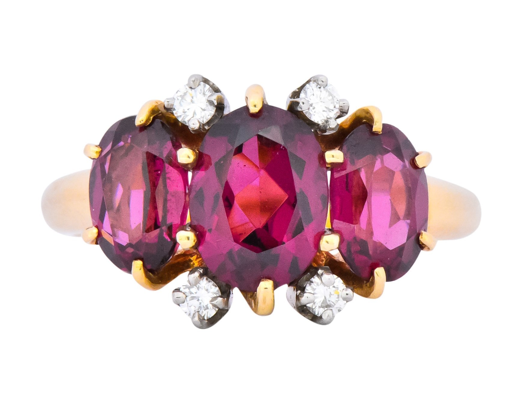 Victorian 3.09 CTW Rhodolite Garnet Diamond 14 Karat Two-Tone Gold Ring - Wilson's Estate Jewelry