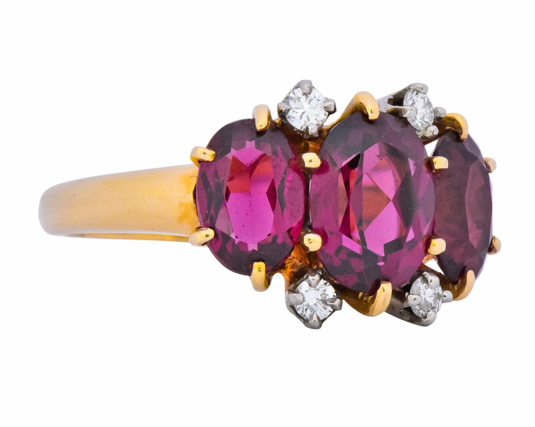 Victorian 3.09 CTW Rhodolite Garnet Diamond 14 Karat Two-Tone Gold Ring - Wilson's Estate Jewelry