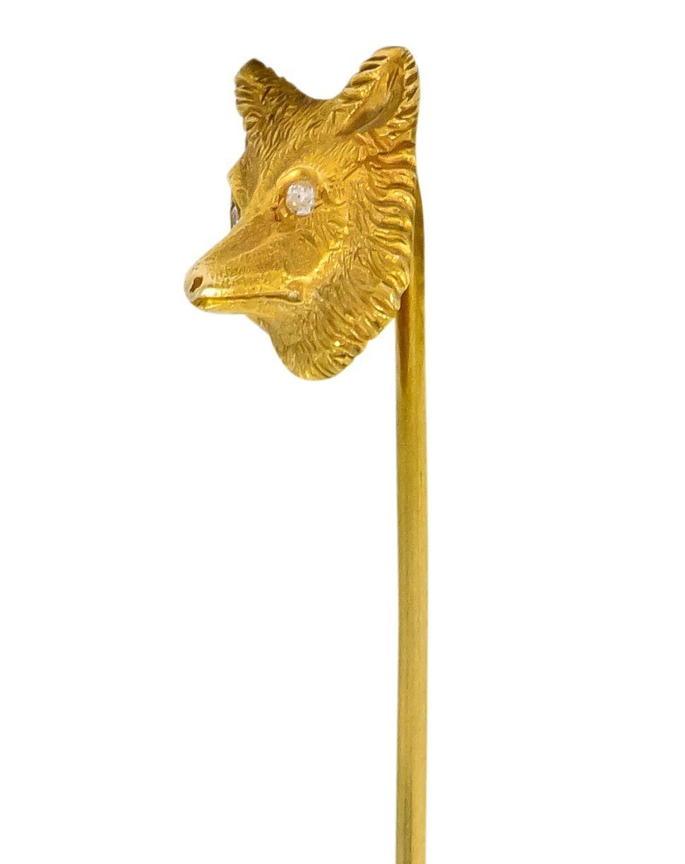 Victorian Diamond 14 Karat Gold Fox Stickpin Circa 1900 - Wilson's Estate Jewelry