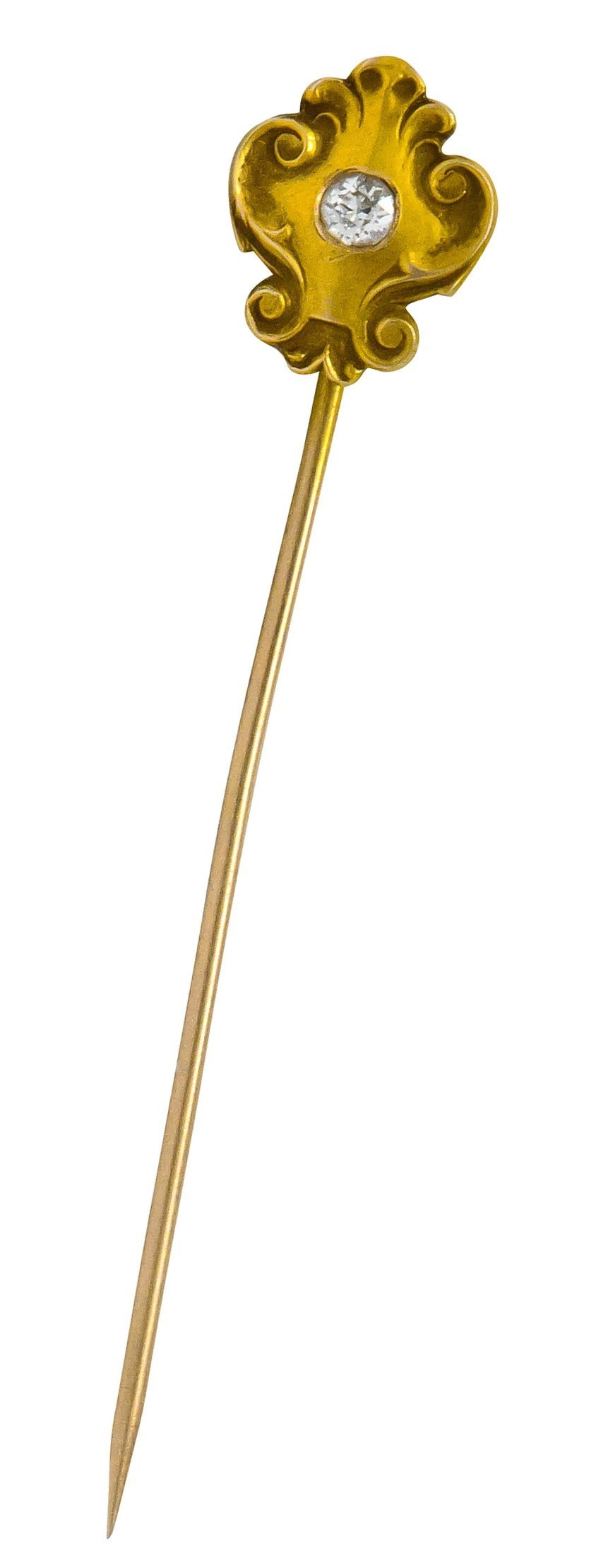 Victorian Diamond 14 Karat Gold Scrolling Stickpin - Wilson's Estate Jewelry