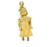 Victorian French 18 Karat Gold Articulate Girl in Fancy Dress Charm Wilson's Estate Jewelry
