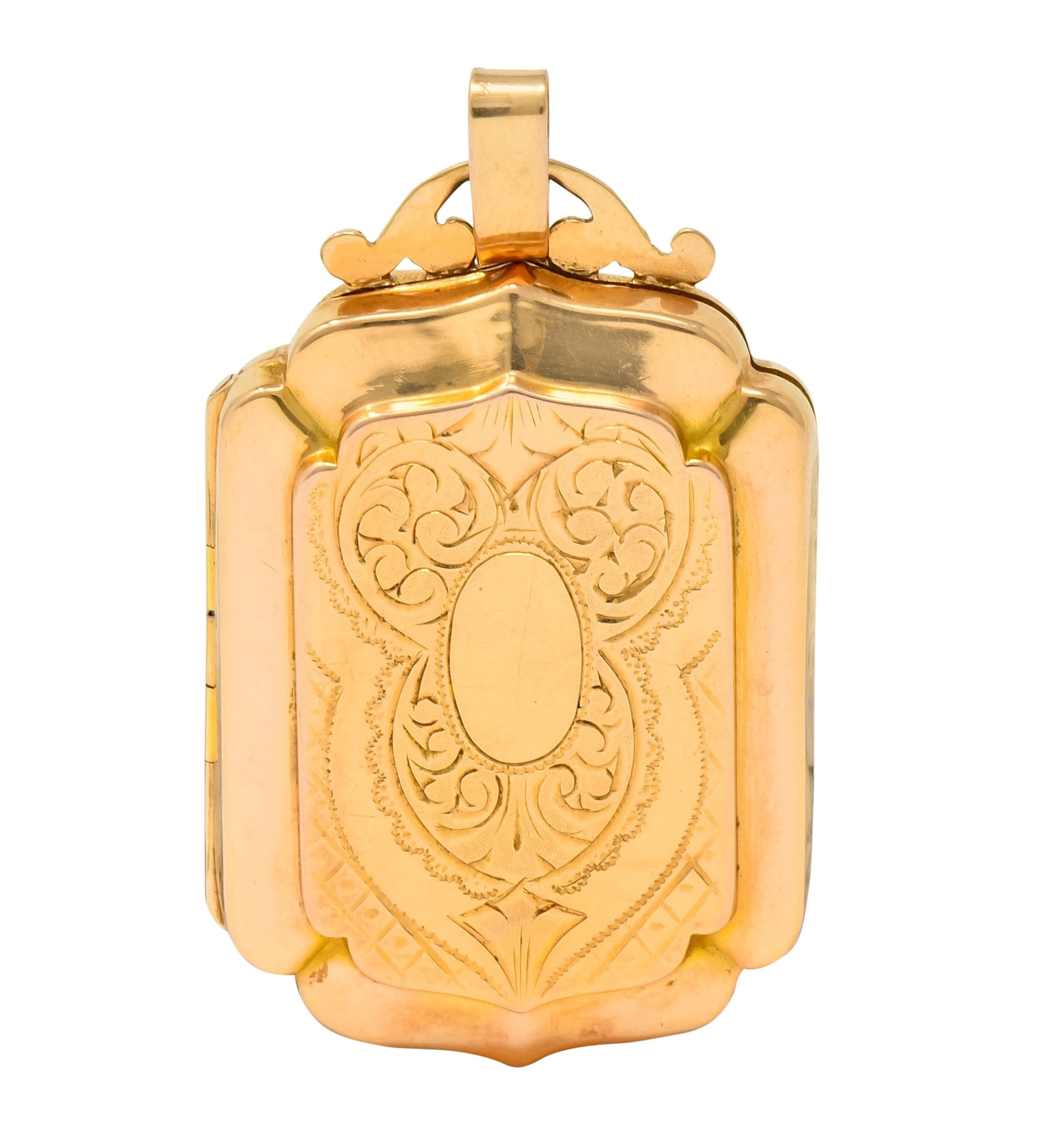 Victorian French Glass 18 Karat Two-Tone Gold Locket Pendant - Wilson's Estate Jewelry