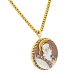Victorian Hardstone Diamond Ruby Gold Roman Soldier Cameo Pendant Necklace Wilson's Estate Jewelry
