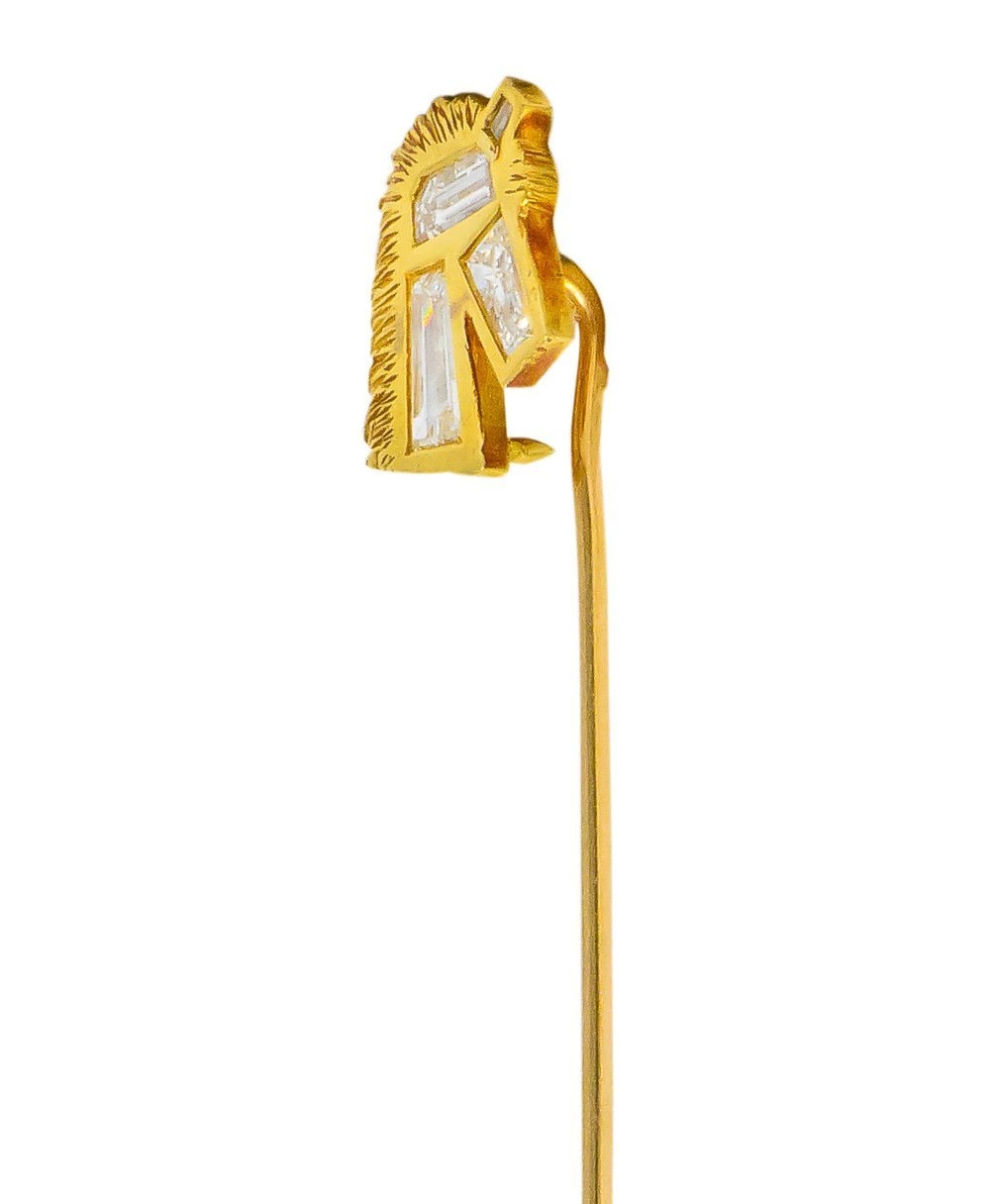 Vintage 0.47 CTW Fancy Cut Diamond 18 Karat Gold Horse Stickpin - Wilson's Estate Jewelry