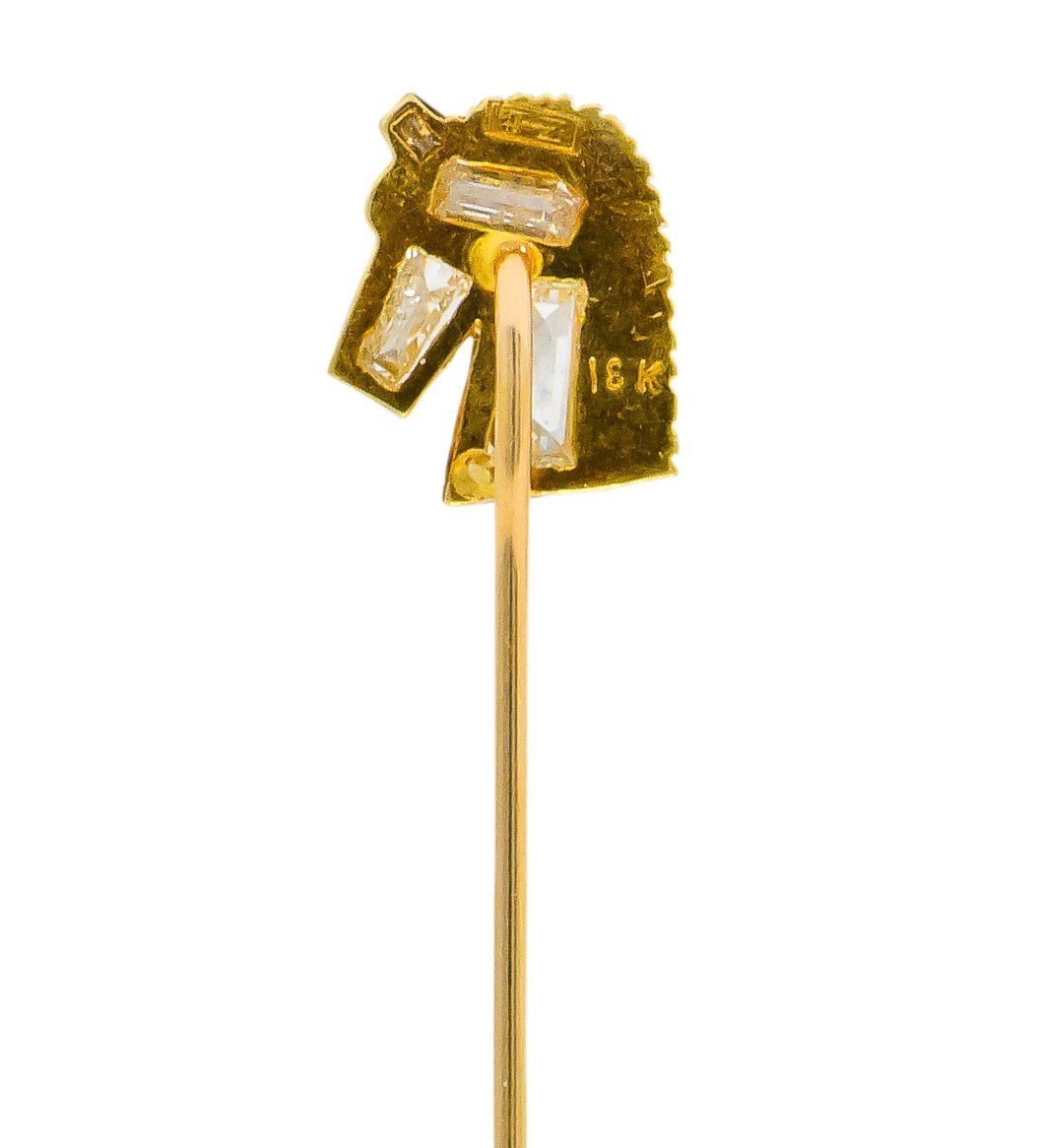 Vintage 0.47 CTW Fancy Cut Diamond 18 Karat Gold Horse Stickpin - Wilson's Estate Jewelry