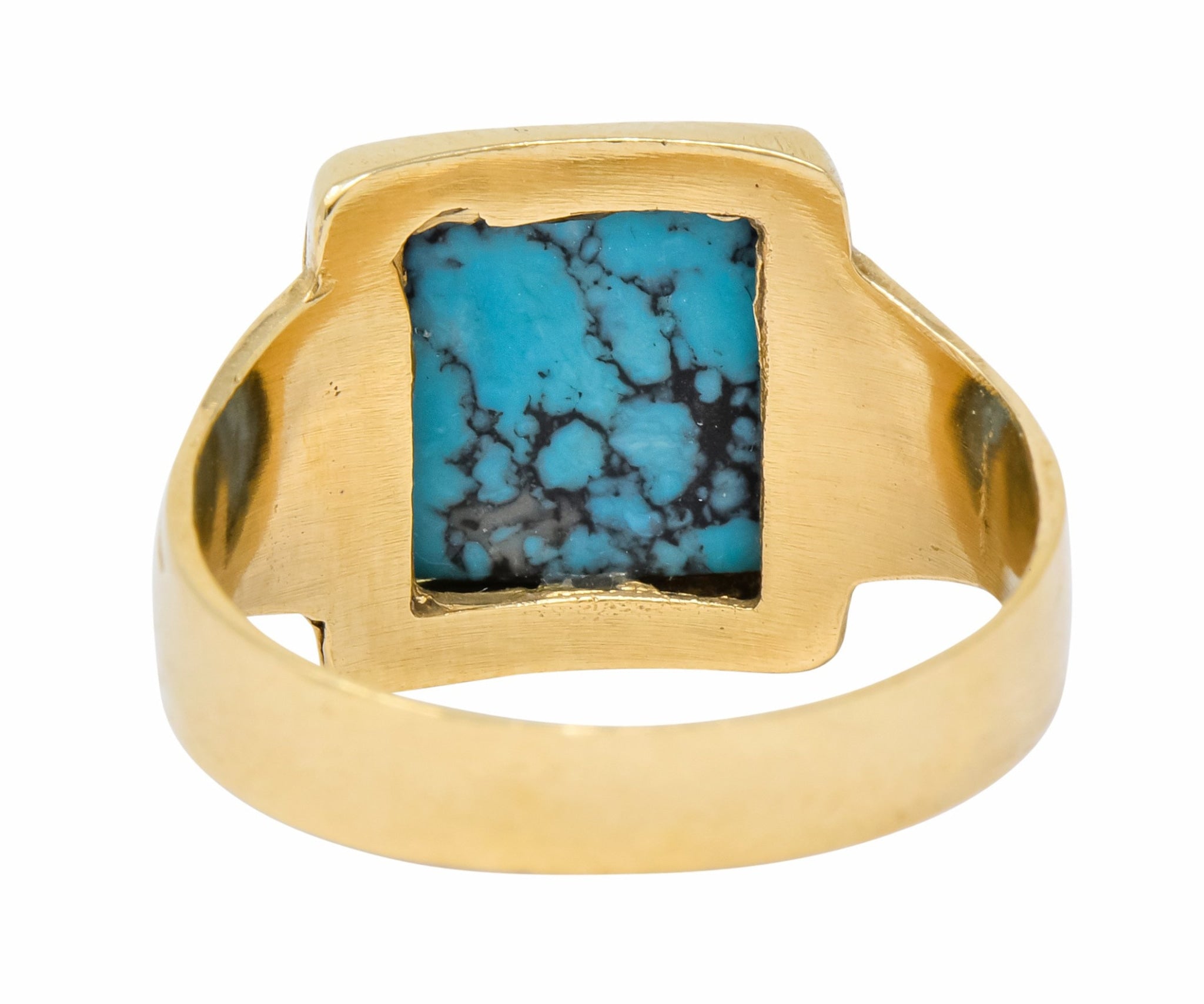 Vintage 1960's Turquoise 14 Karat Gold Square Ring - Wilson's Estate Jewelry
