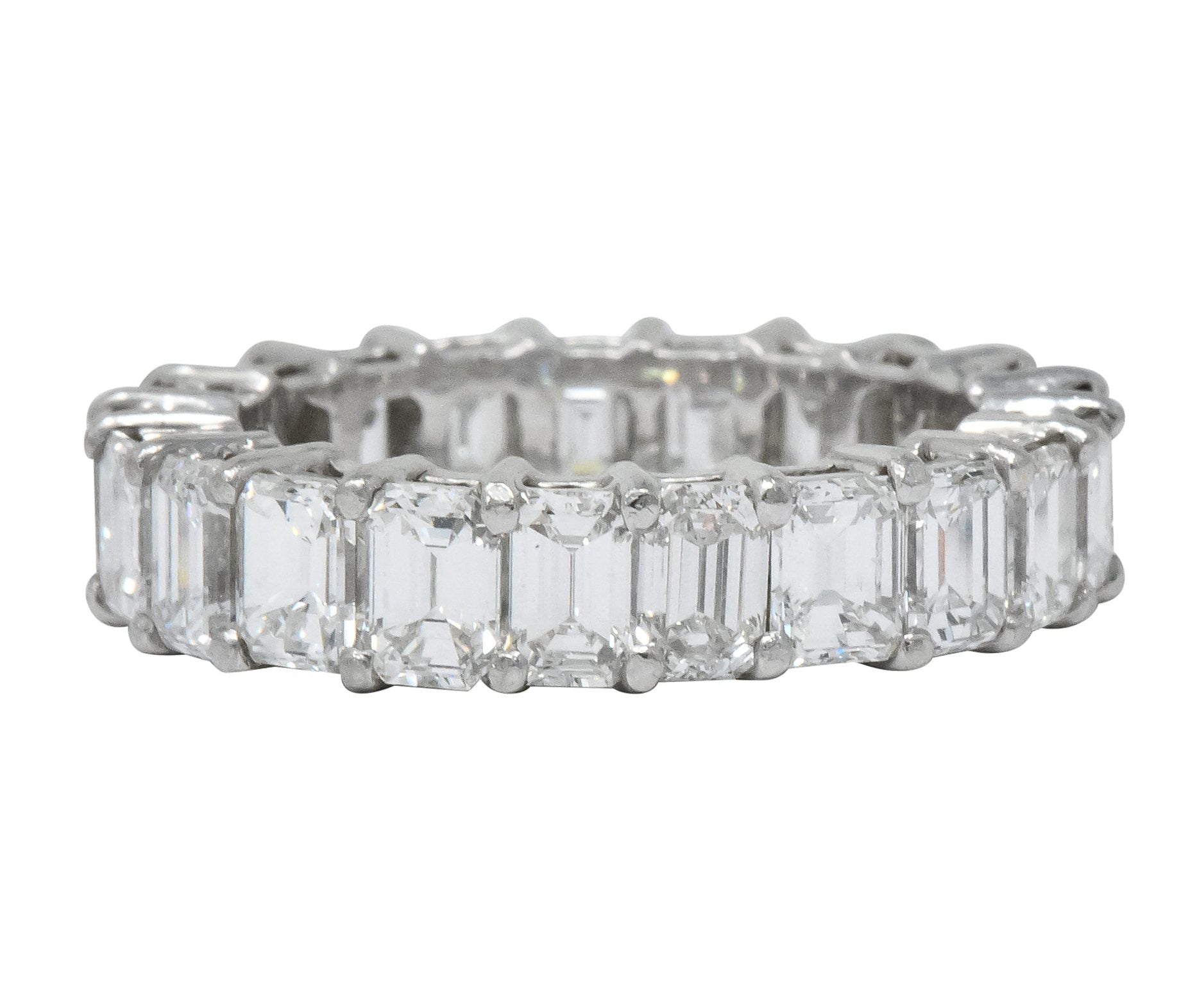 Vintage 5.60 CTW Emerald Cut Diamond Platinum Eternity Band Ring - Wilson's Estate Jewelry
