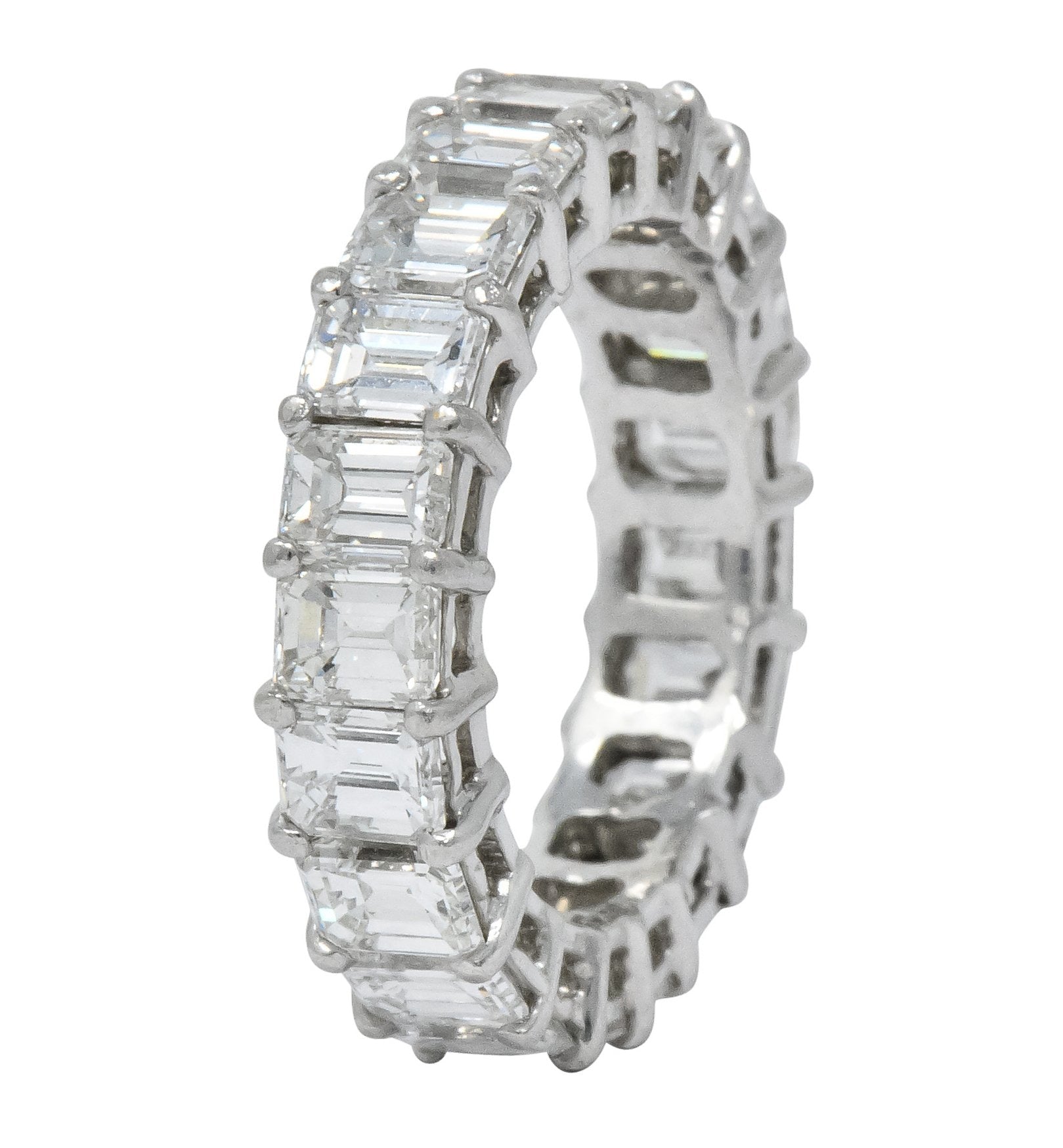 Vintage 5.60 CTW Emerald Cut Diamond Platinum Eternity Band Ring - Wilson's Estate Jewelry