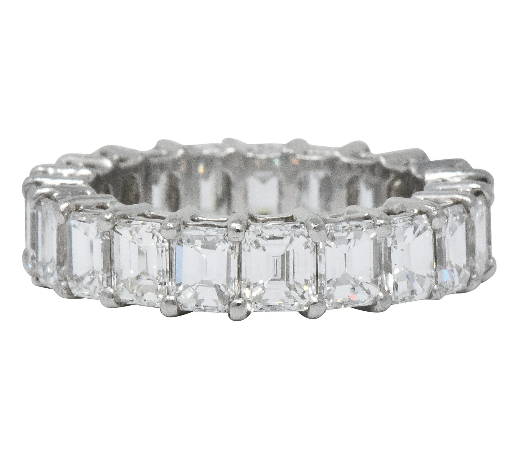 Vintage 5.60 CTW Emerald Cut Diamond Platinum Eternity Band Ring - Wilson's Estate Jewelry