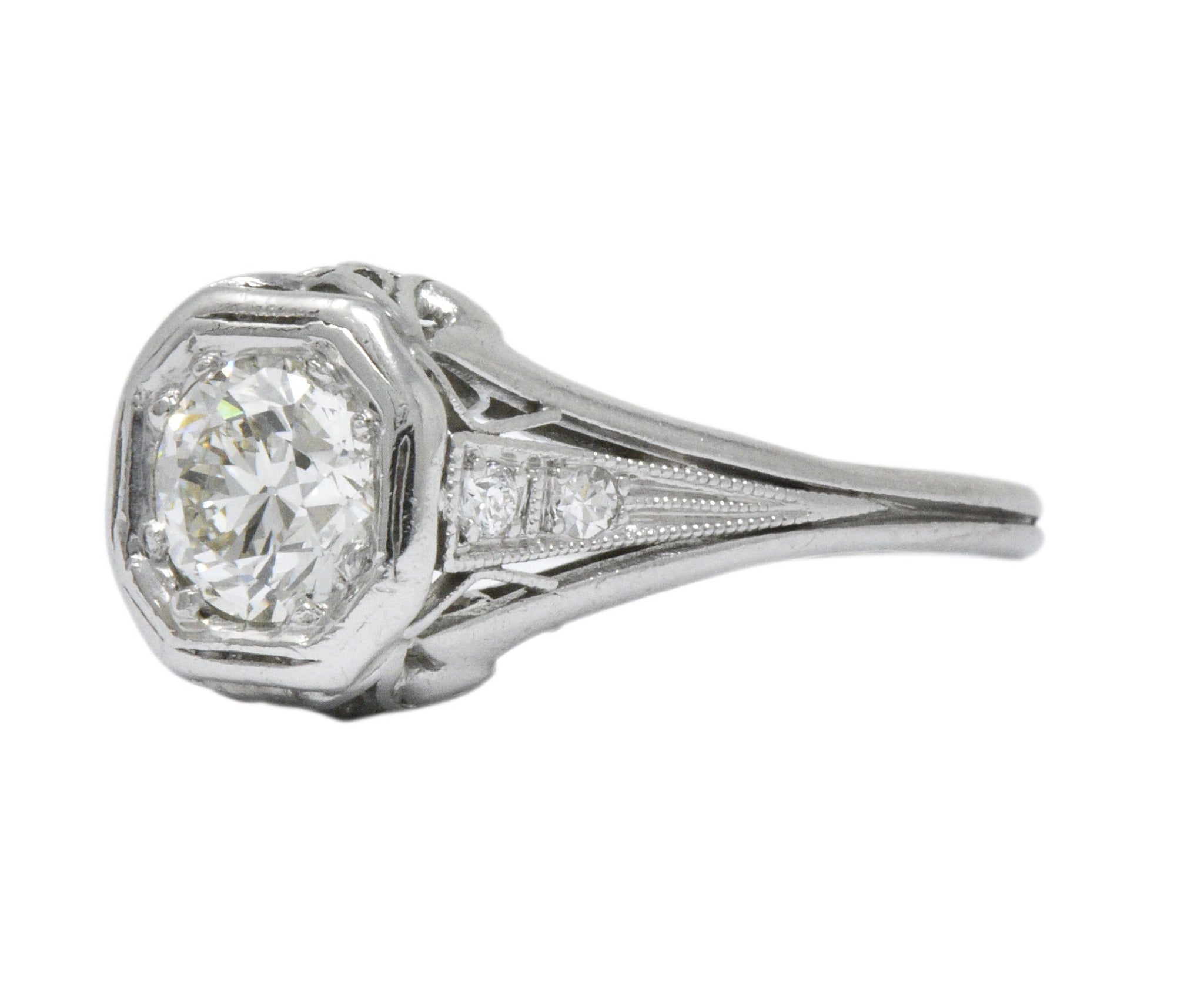 Vintage Art Deco 0.73 CTW Diamond Platinum Engagement Ring Wilson's Estate Jewelry